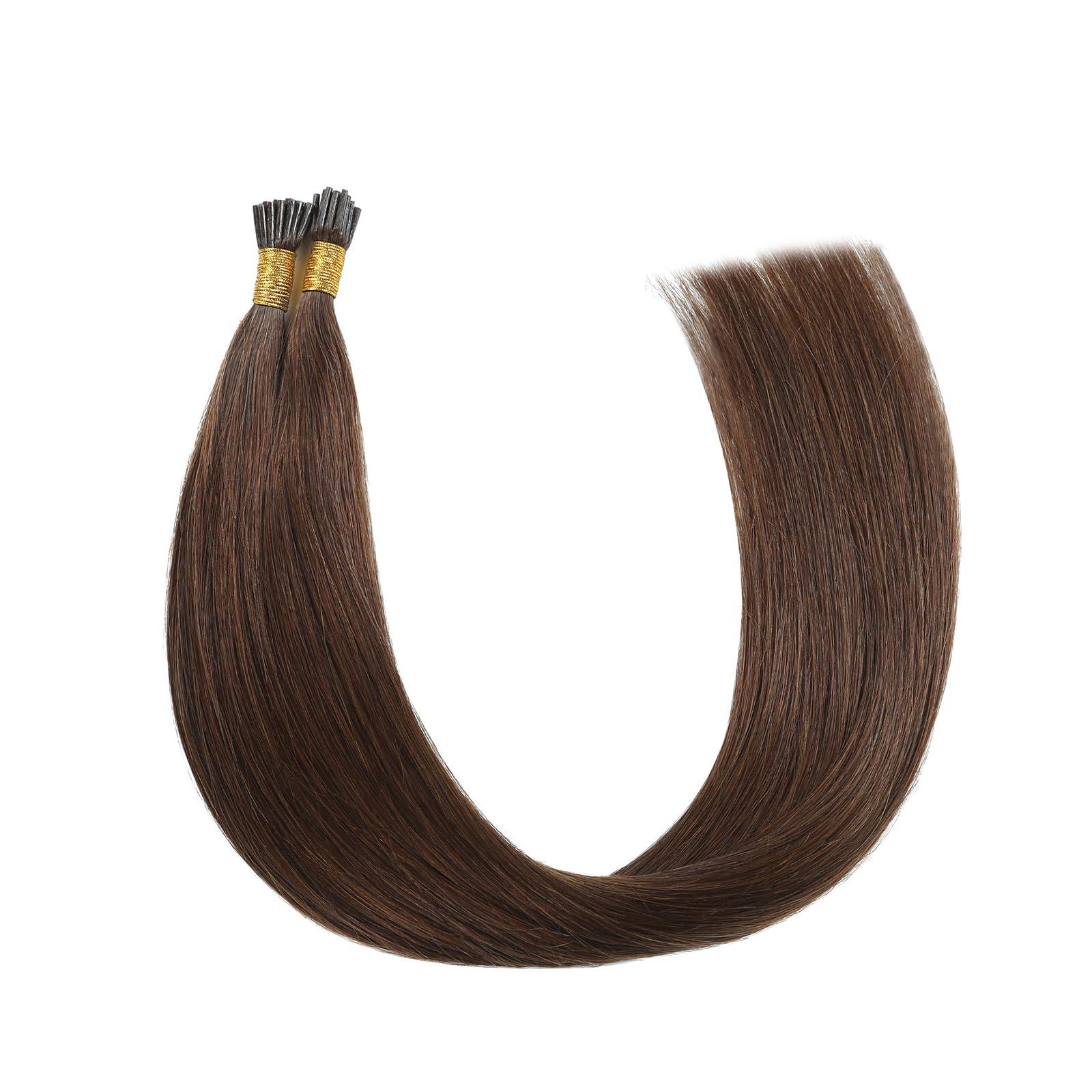 RIBONI Pre Bonded Keratin Hair Extensions Human Hair I Tip Cold Fusion Real Human Hair Extensions 50Strands Remy Straight Human Hair Extensions 1g/1s