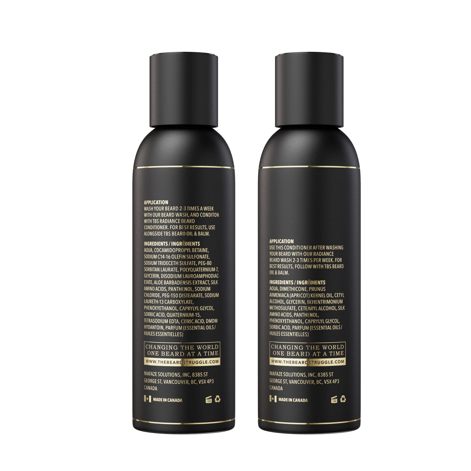 The Beard Struggle The Beard Struggle - Radiance Beard Wash & Conditioner Bundle - Gold Collection - Pack of 2, Asgardian Secret - Nourish, Cleanse, Softens, & Strengthens Beard - Beard Wash and Conditioner for Men