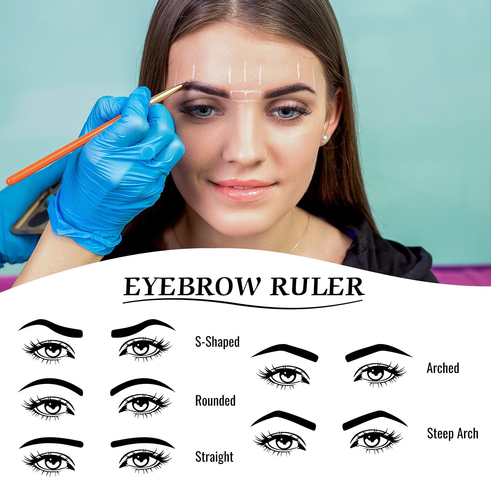 Frienda 2 Pieces Tattoo Eyebrow Ruler 3-Point Positioning Ruler Eyebrow Golden Ratio Caliper Microblading Ruler Brow Caliper Measuring Tool Plastic Eyebrow Caliper for Student (Silver)