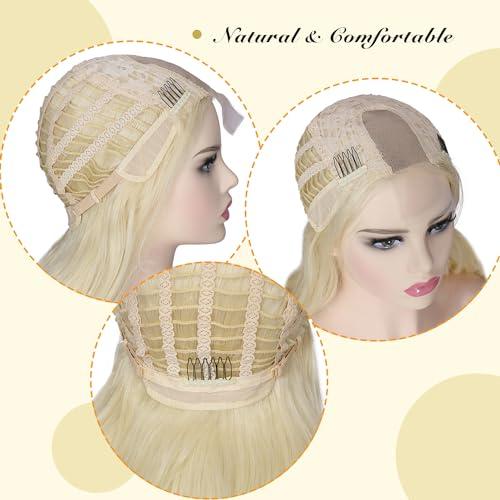 WIGNEE WIGNEE 26 Inches Long Blonde Wig Synthetic Body Wavy Blond Wigs For Women Heat Resistant Synthetic Wig Wigs For Women (Wavy-Blonde)