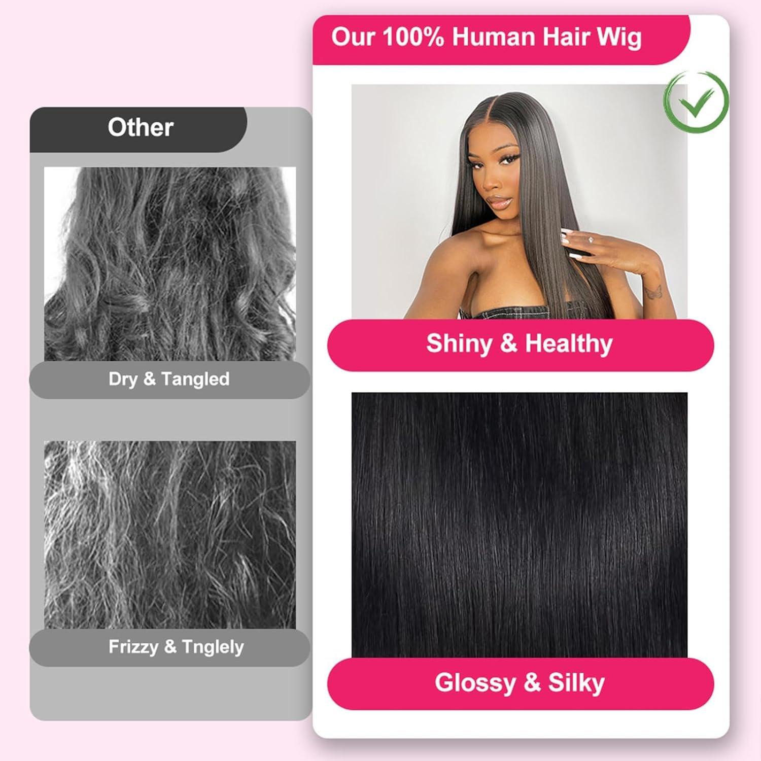 bb face bb face 13x6 Straight Lace Front Wigs Human Hair 180% Density HD Transparent Lace Frontal Wigs Human Hair Pre Plucked 36 Inch Straight Human Hair Wigs for Women