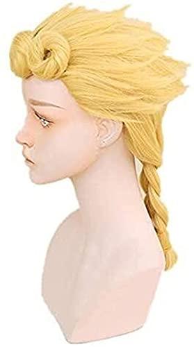 Koswiggle Koswiggle Giorno Giovanna Wig Anime JoJo's Bizarre Adventure Giorno Giovanna Cosplay Wig GIOGIO Golden Styled Heat Resistant Synthetic Hair Wigs + Wig Cap