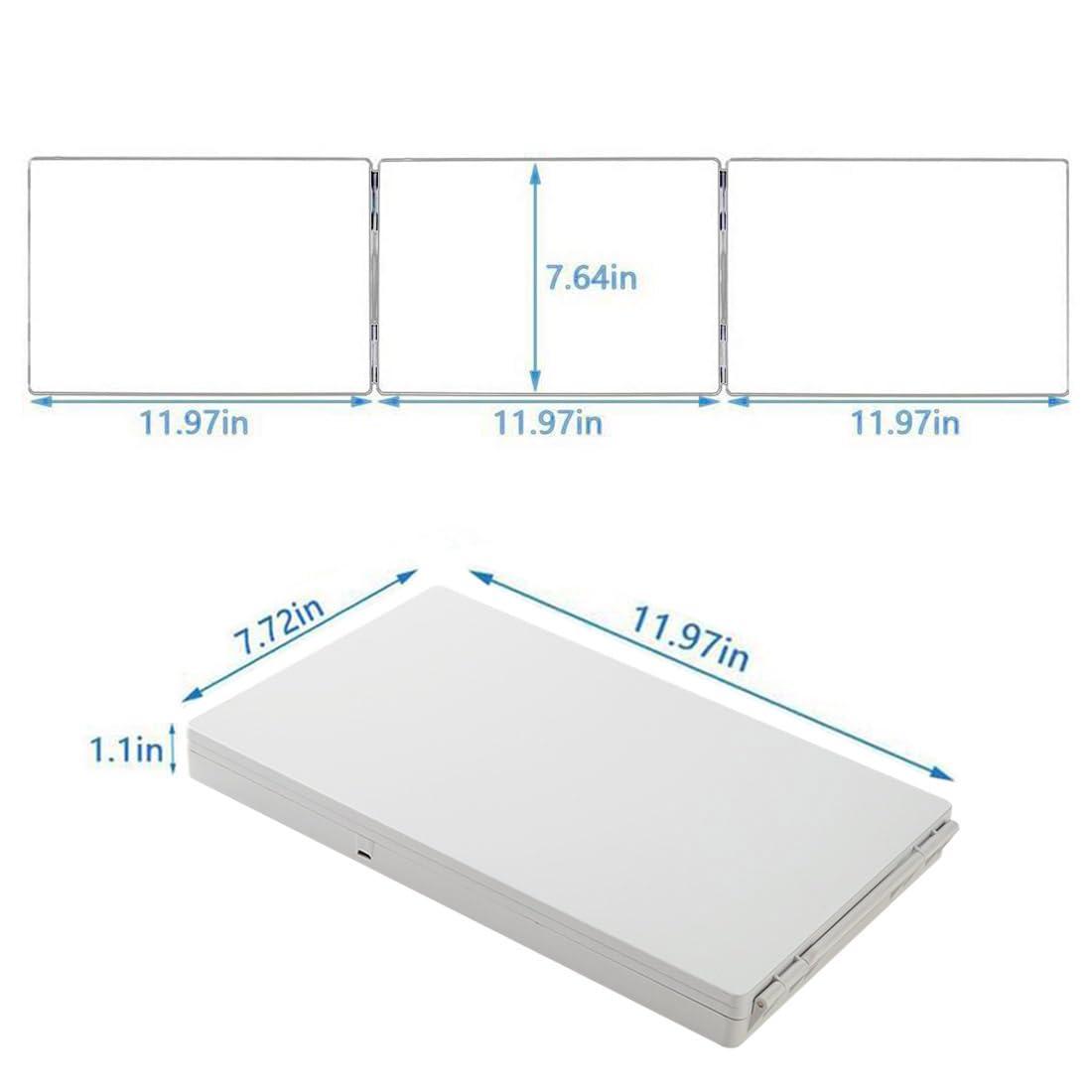 HIEEY HIEEY 3 Way Mirror for Hair Cutting with LED ,360 Trifold Mirror with Height Adjustable Telescoping Hooks,and 5X Magnification Mirror,for Makeup, Hair Styling (White)