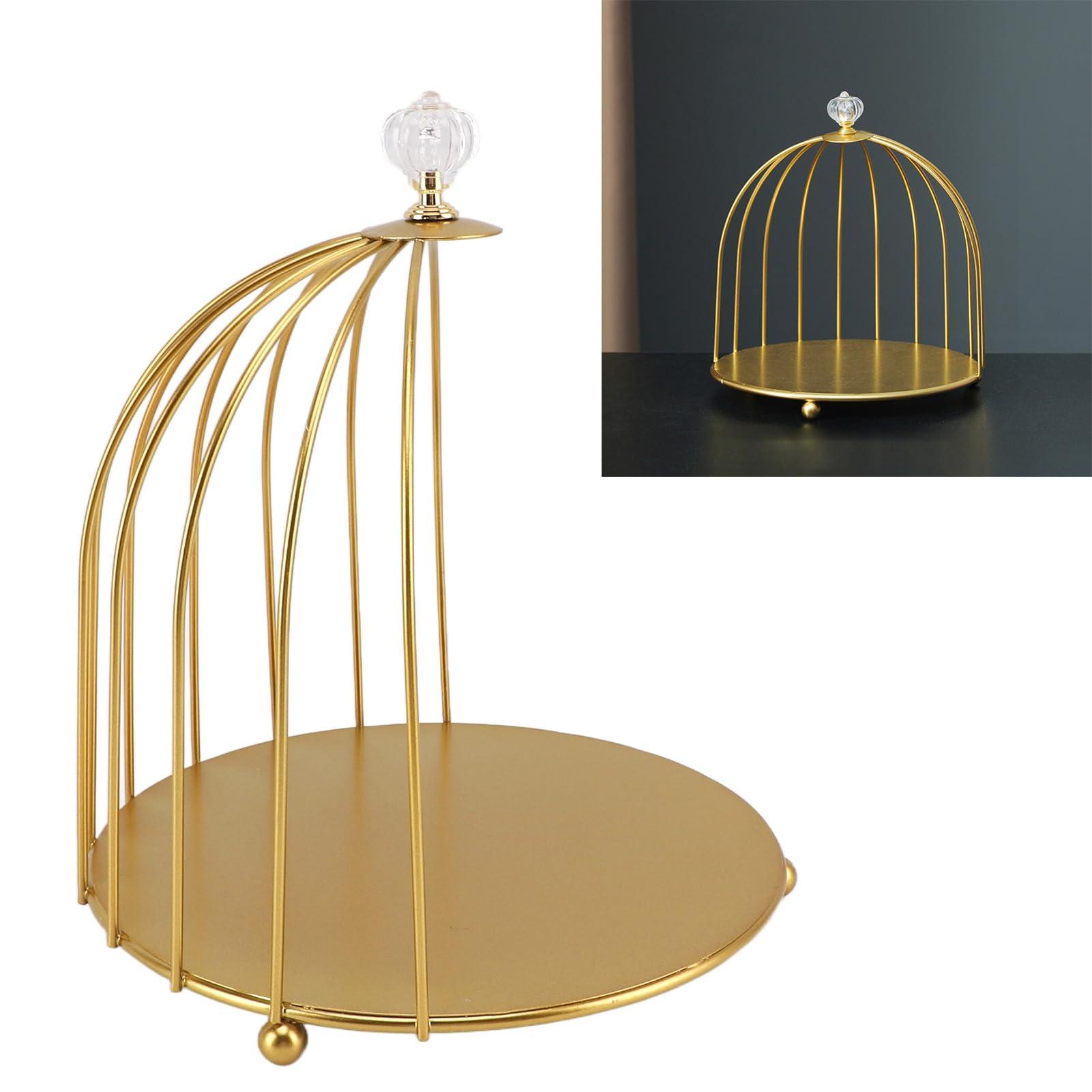 Generic Gold Bird Cage Makeup Display Stand, Iron Multifunctional Cosmetic Organizer for Bathroom, Space Saving Birdcage Shelf for Toiletries (Single Layer)