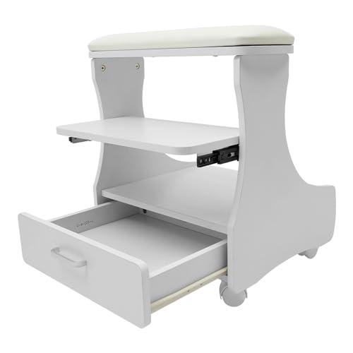 Omosiroi Omosiroi Pedicure Foot Rest, Manicure Pedicure Chair with Wheels, Portable Foot Bath Spa Cart Beauty Nail Foot Stool Trolley, Footrest Salon Supplies Foot Massage Station for Home/Bathroom (White)