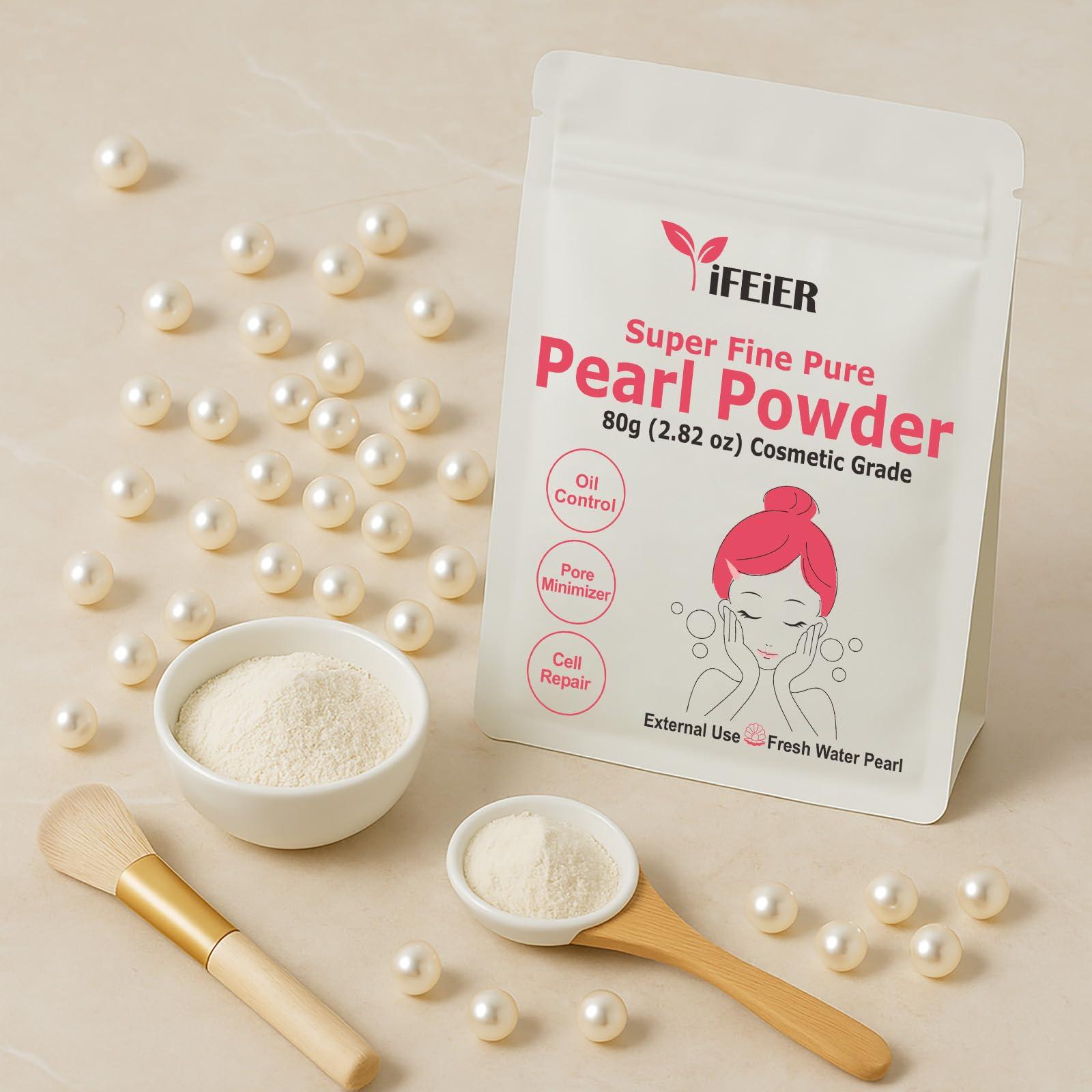 iFEiER iFEiER Pure Freshwater Pearl Powder for Skincare and Homemade Cosmetics Grade. 80g(2.82oz) SuperFine Pearl Powder for DIY lotions | creams | serums | making face mask, Natural and Oranic