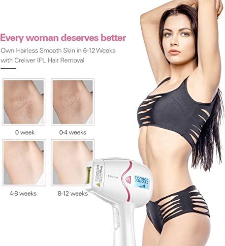 Creliver Creliver Laser Hair Removal for Women and Men at-Home, IPL Hair Removal 550,000 Flashes Painless Facial Hair Removal Device for Arms Bikini Line Armpits Legs Permanent, 1 Count