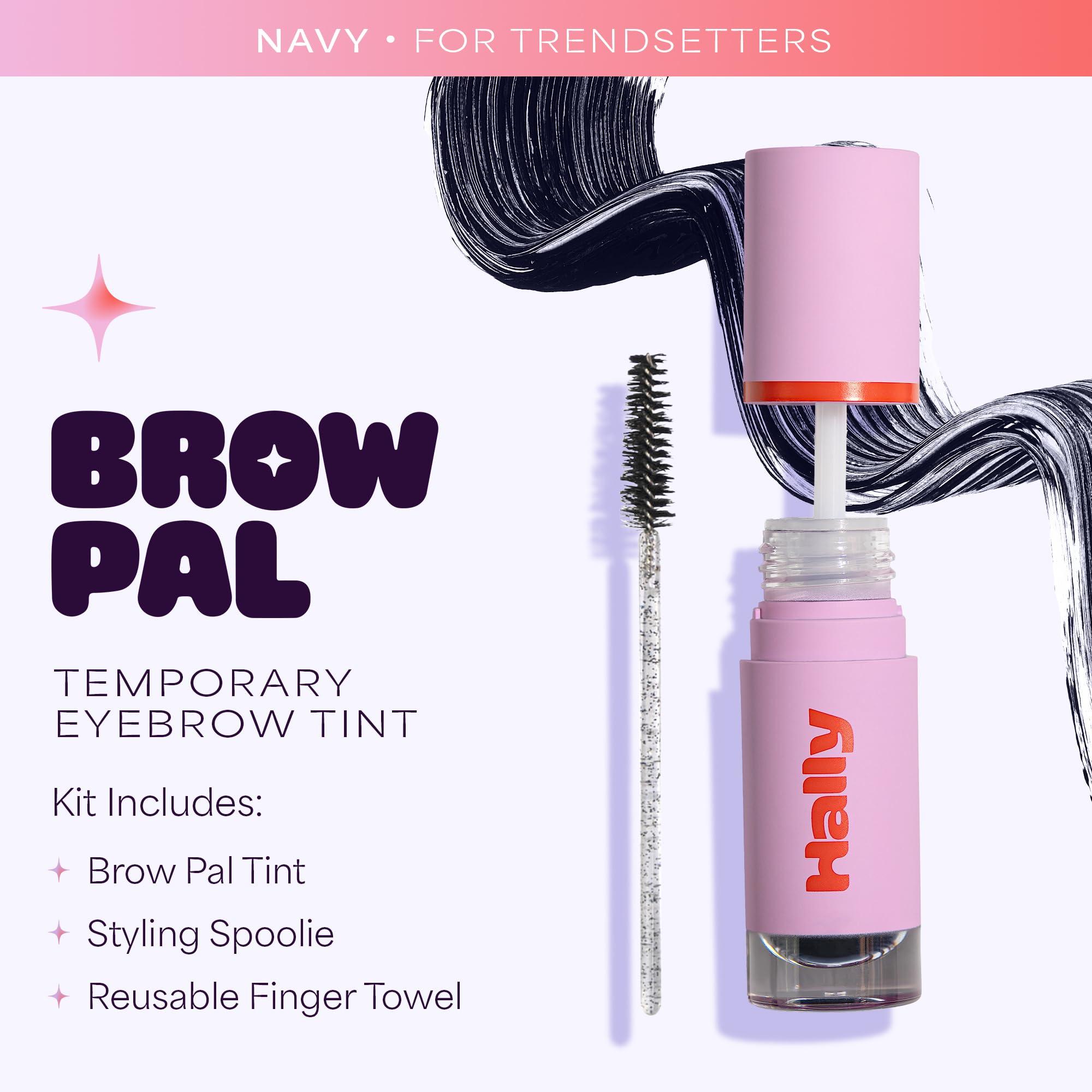 Hally Hair Hally Hair Brow Pal Eyebrow Tint, (Navy) - Gentle & Mess-Free Temporary Eyebrow Gel Makeup for Women - Tinted Brow Gel for Darker, Defined & Fuller-Looking Eyebrows, Lasts Up to 3-5 Days, Vegan