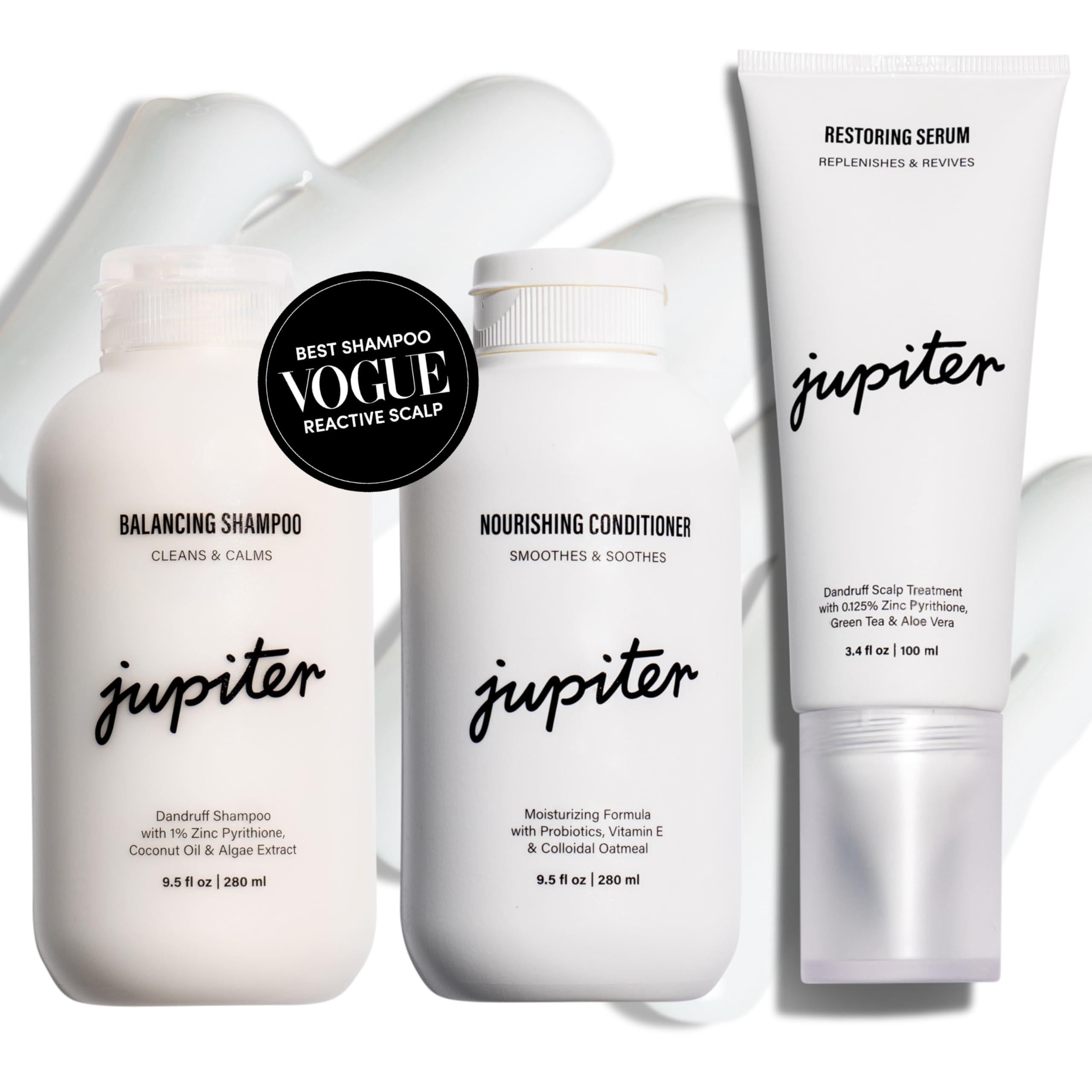 Jupiter Jupiter Anti-Dandruff Shampoo, Conditioner, & Serum Advanced Set, Physician-Formulated for Dry, Itchy, Oily, Flaky Scalp Care, Color-Safe, Dry Scalp, Sulfate-Free