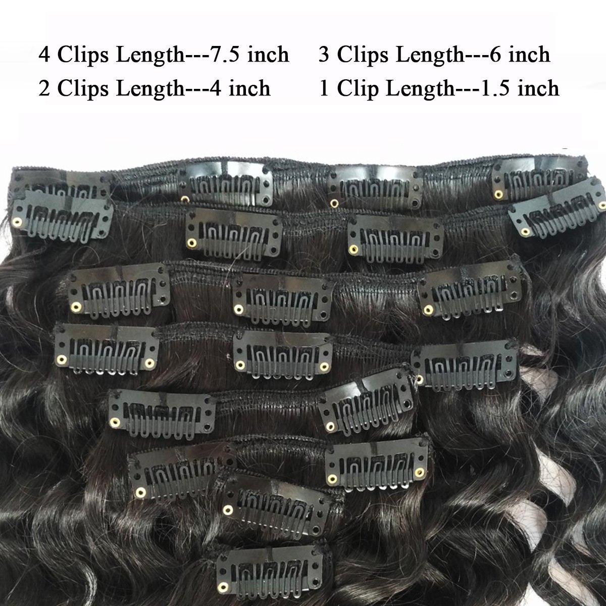 Doren Doren Deep Curly Clip In Human Hair Extensions for Women 8Pcs 20Clips 120g Remy Brazilian Water Wave Hair Natural Black 14 Inches