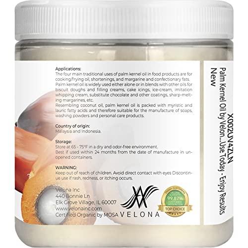 velona velona USDA Certified Organic Palm Kernel Oil - 8 oz | 100% Pure and Natural Carrier Oil | Refined, Cold Pressed | Face, Hair, Body & Skin Care | Use Today - Enjoy Results