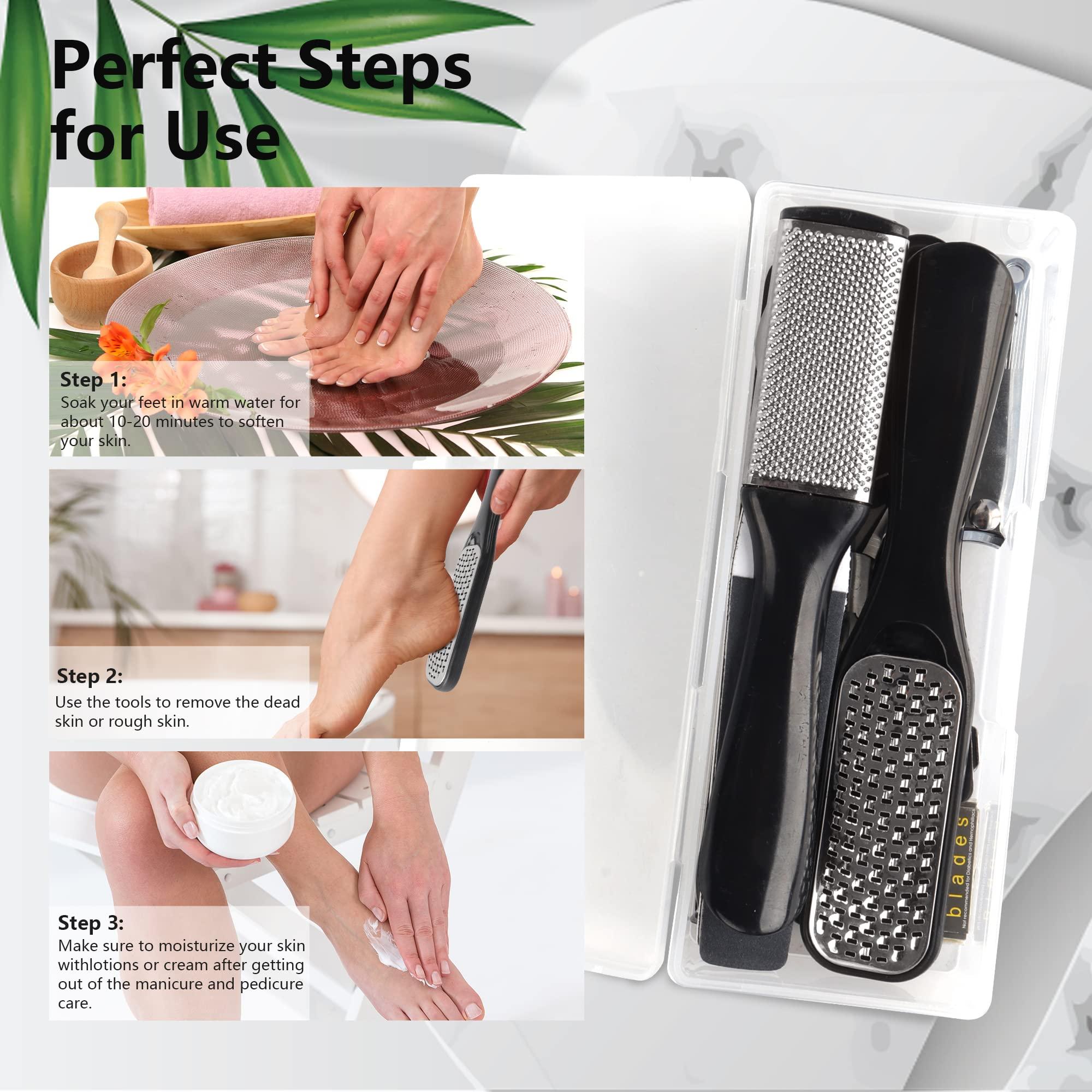 Happy Will Professional Manicure and Pedicure Tool Kit Professional Exfoliation Foot File Set for Women and Men at Home Or Travel Or Salon to Foot Care (BlackB-30PCS)