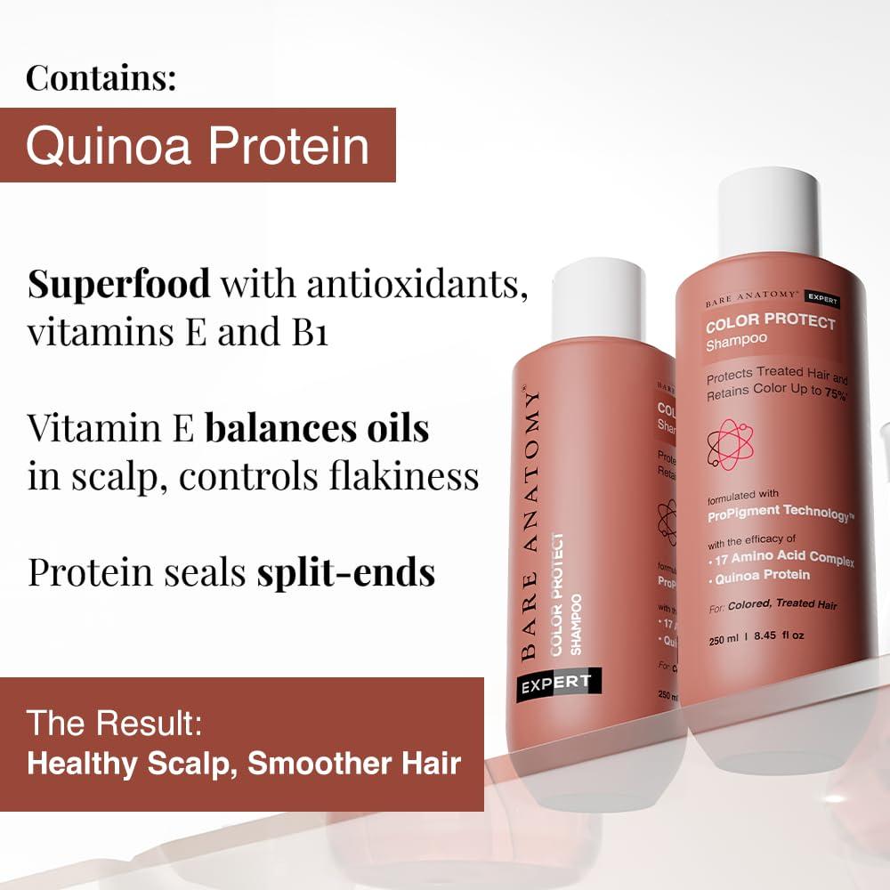 Bare Anatomy Bare Anatomy Hair Colour Protect Shampoo | Retains Colour Upto 8 Weeks | Repairs Damage With Amino Acid & Quinoa Protein | Sulphate & Paraben Free | For Dry & Frizzy Coloured Hair 8.8 Floz