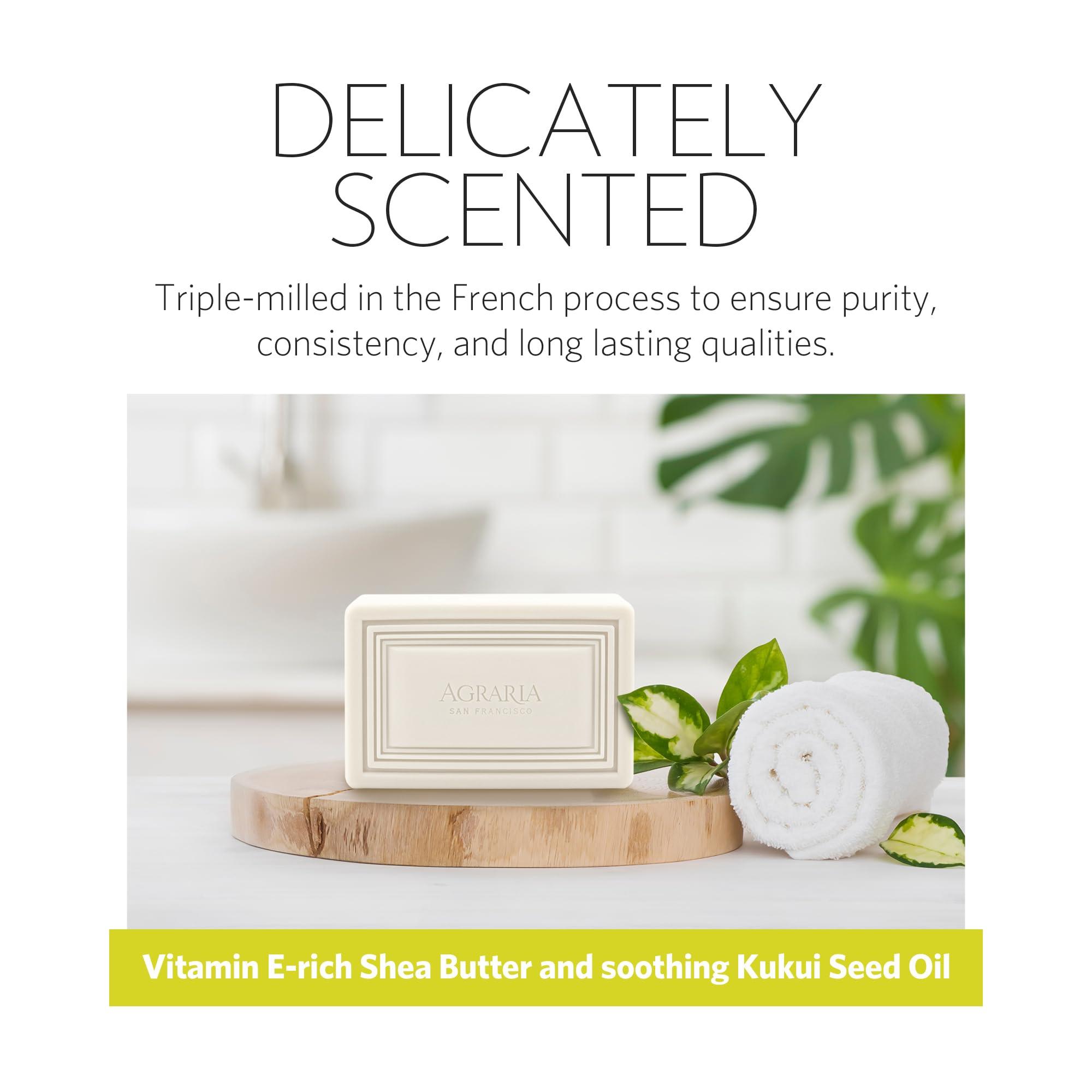 AGRARIA AGRARIA Luxury Bath Collection Lemon Verbena Bar Soap, Moisturizing Body Bar Soap, Shea Butter & Kukui Oil Bar Soap for Men and Women Gift Bundle