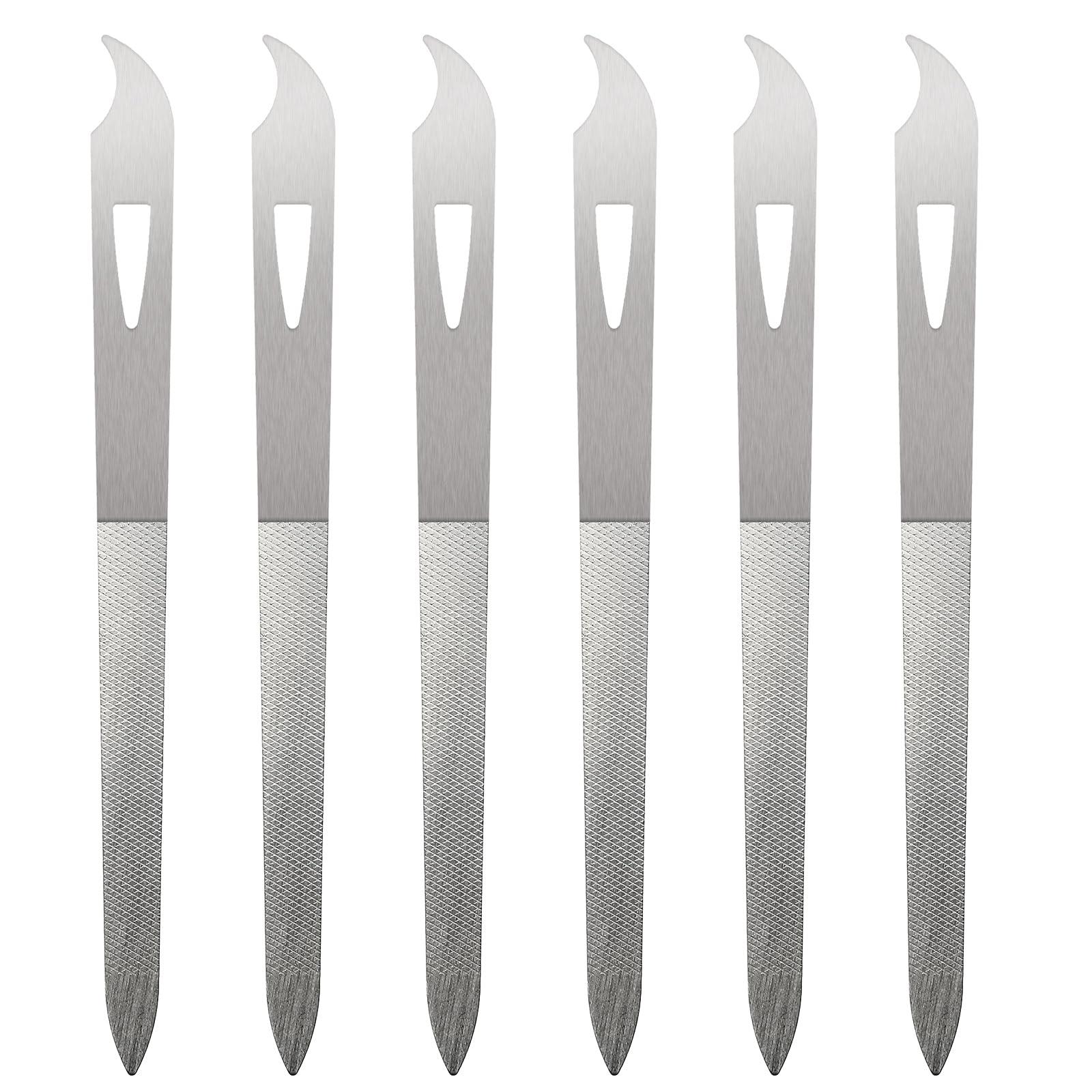 WLLHYF WLLHYF 6 Pack Nail Files for Natural Nails Metal Fingernail File Stainless Steel Double Sided Nail Filer Thin Durable Nail File Manicure Pedicure Toenails Tools with Curved Pointed Tip