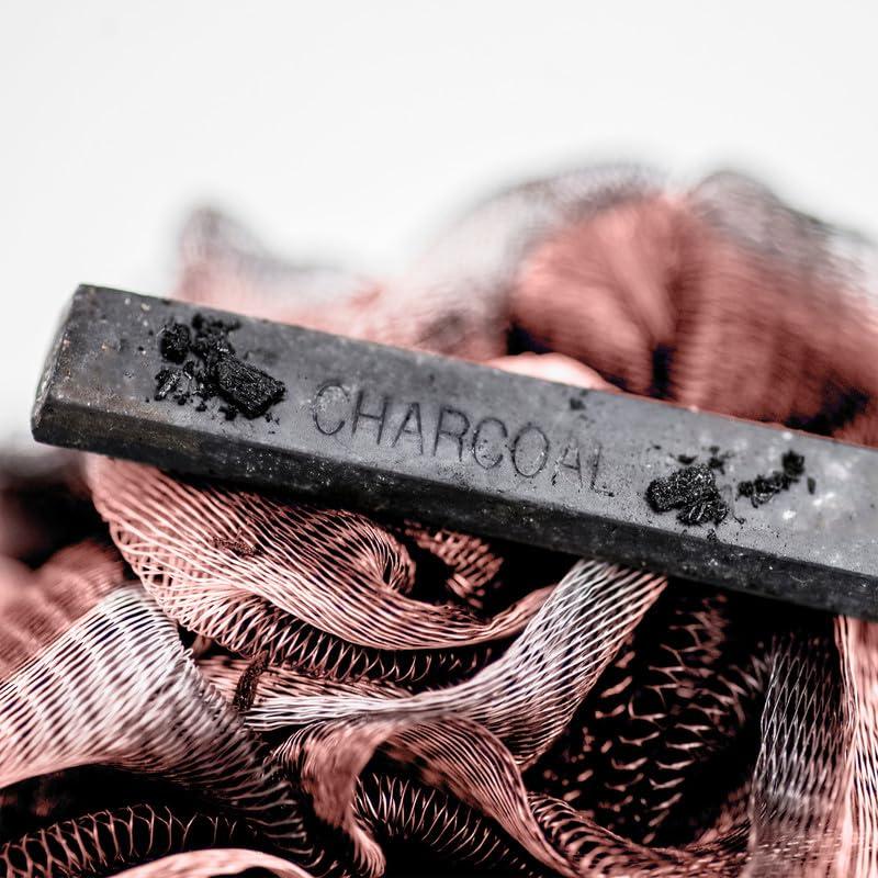 toem Toem Loofah Back Scrubber for Shower | Bamboo Charcoal Fiber Infused | Loufas for Men & Women | Includes 1 Long Handled Shower Sponge, 1 Bath & Shower Luffa Pouf & 1 Hook to Hang Stuff (Rose Pink)