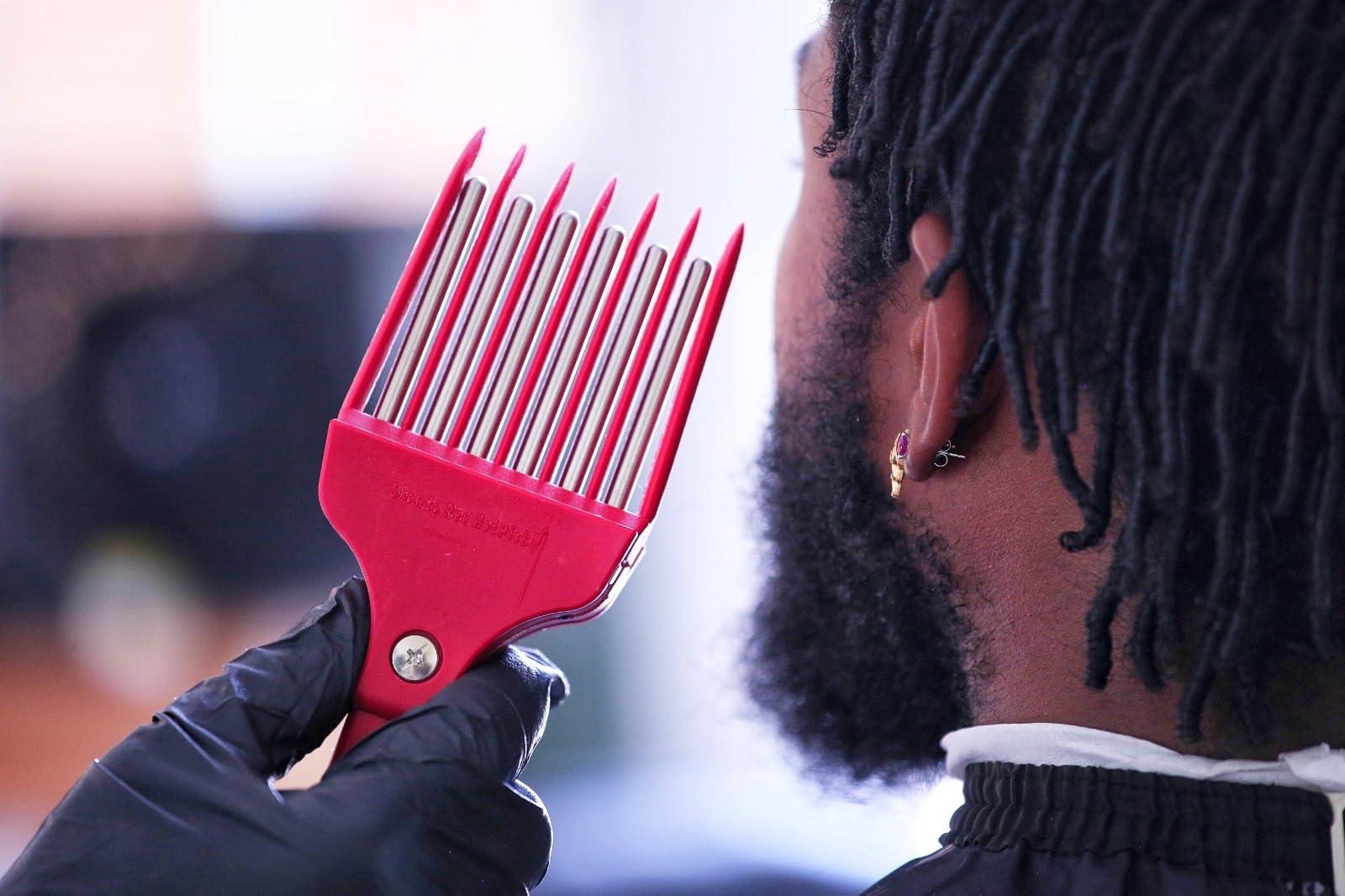 Shawty Red Shawty Red Electric Hot Pick Beard Grooming Kit For Men Low Heat Hot Afro Comb Skin Sensitive Adjustable Temperature Heated Straightener For African American M&W With Hair Conditioner Detangler Spray