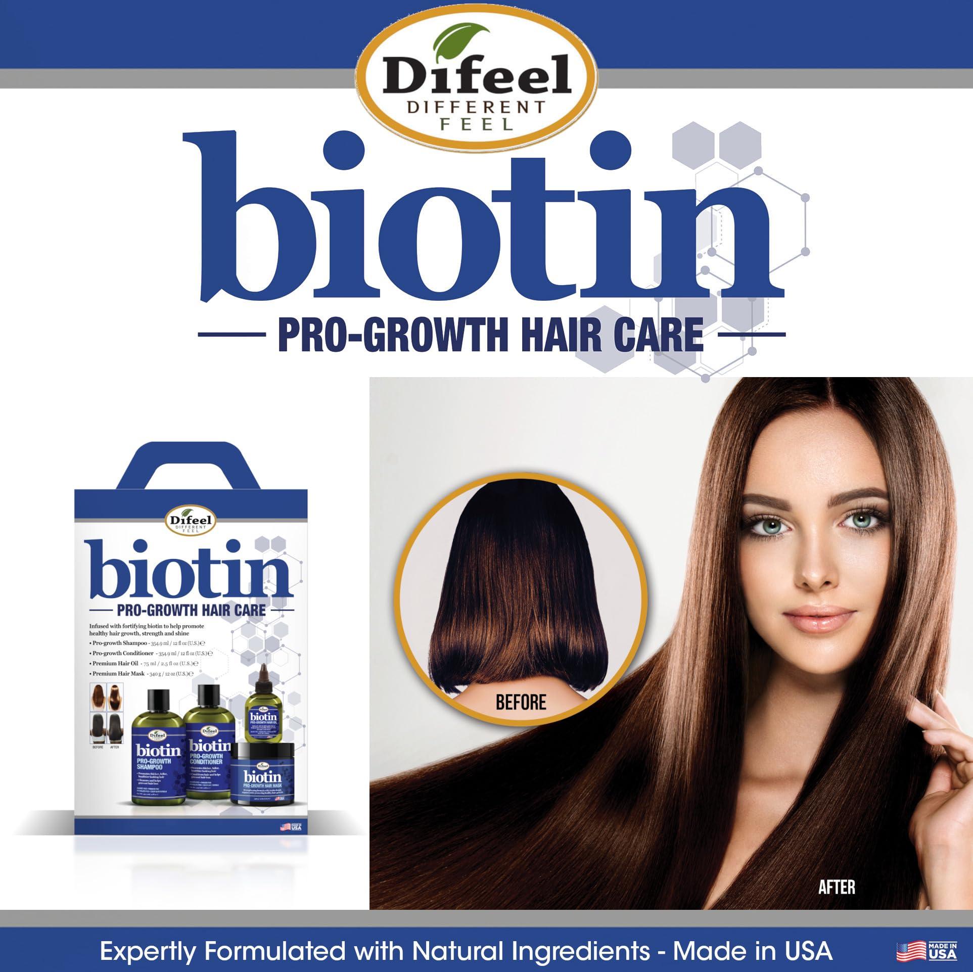 Difeel Difeel Pro-Growth Biotin Shampoo & Conditioner 2-PC Gift Set - Shampoo and Conditioner for Thinning Hair and Hair Loss, Sulfate Free Shampoo & Conditioner