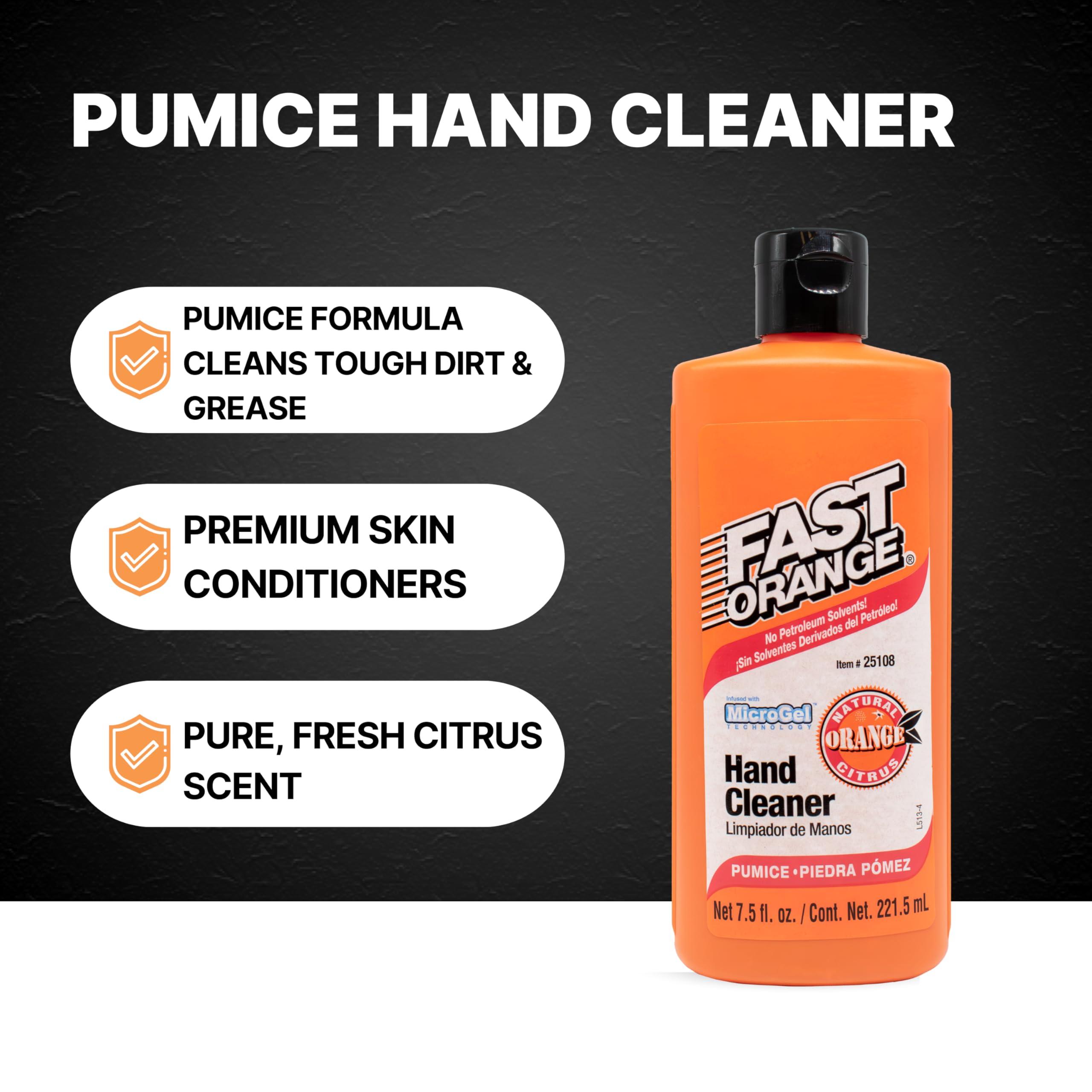 Fast Orange Fast Orange 25108 Pumice Lotion, Heavy Duty Hand Cleaner, Natural Citrus Scent, Waterless Cleaner For Mechanics, Strong Grease Fighter, 7.5 oz