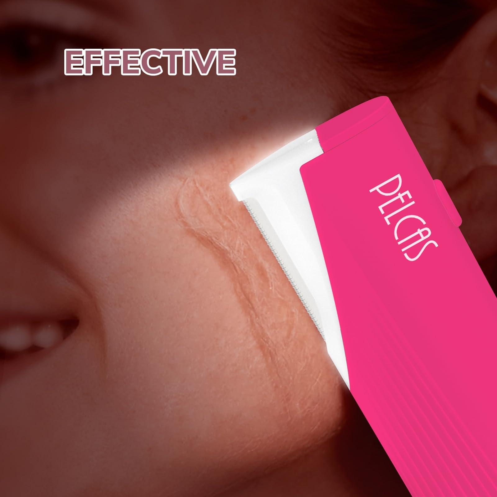PELCAS PELCAS Electric Dermaplaning Tool for Face with LED Light, Mini Dermaplaning Razor Kit for Women with 6 Replace Blades 3 Speeds Facial Peach Fuzz Exfoliation & Hair Removal At Home BV18-712 Rose Pink