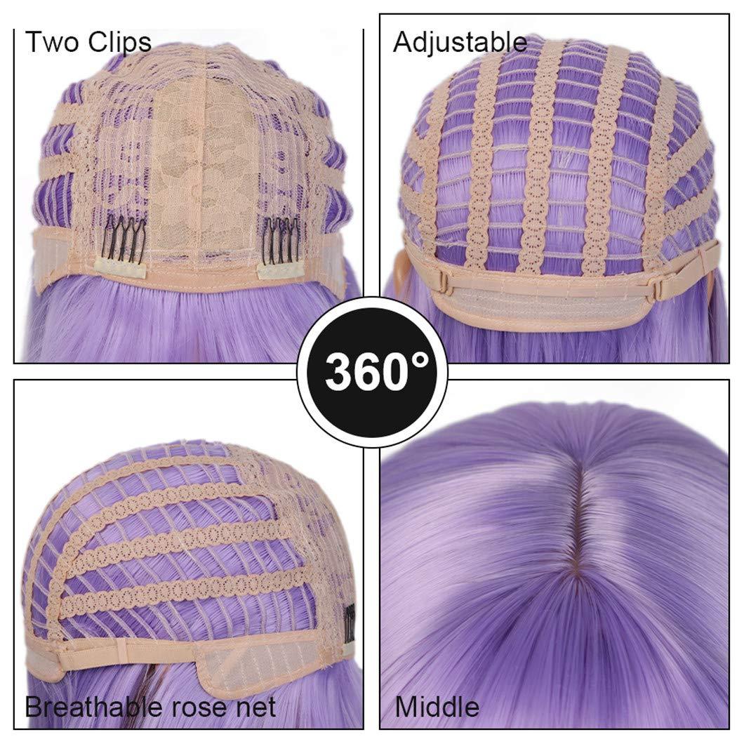 SSJFZM Short Bob Wig With Bangs For Women Synthetic Bob Wigs Black Pink Purple Wig For Party Daily Use Shoulder Length BoTeng 12inches