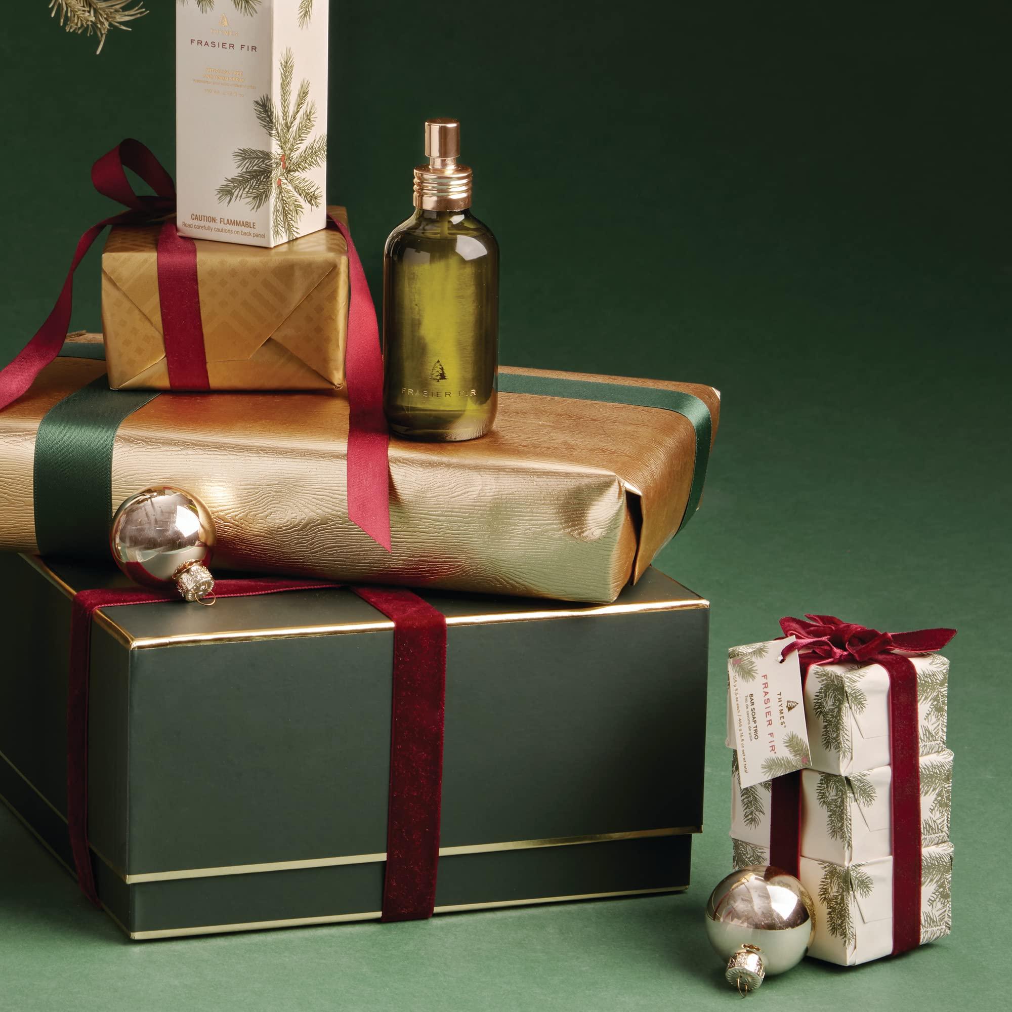 Thymes Thymes Bar Soap Trio Gift Set - Frasier Fir - Natural Hand Soaps - Contains Three - Cruelty-Free and Vegan - Pine Tree Scented Hand and Body Soap - 5.5 Oz Bars