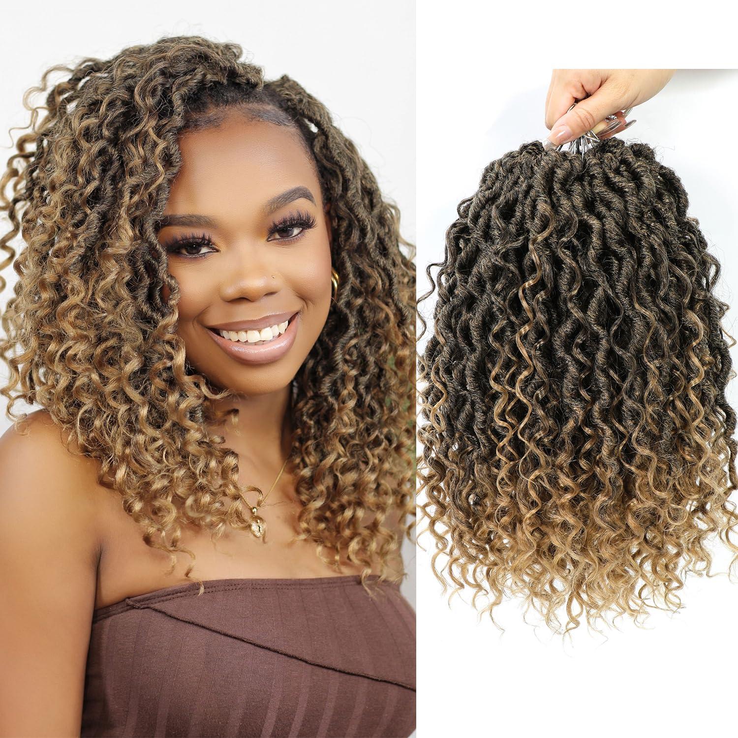 AMELI Goddess Locs Crochet Hair 8Packs New Goddess Faux Locs Crochet Hair for Black Women River Locs Crochet Hair with Curly Ends (12inch(pack of 8), T27)