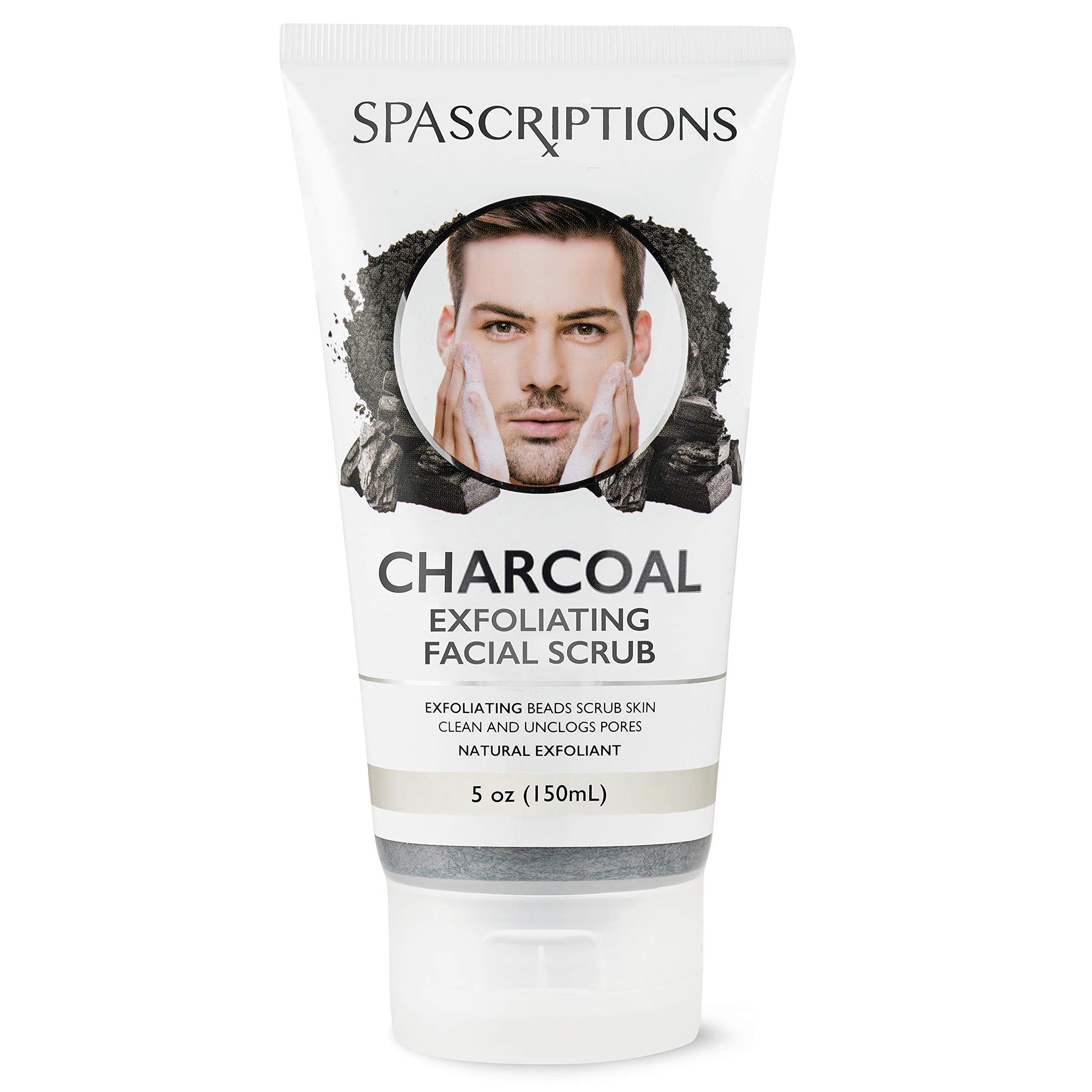 SpaScriptions Spascriptions Charcoal Facial Cleanser Exfoliating Facial Scrub Face Wash with Natural Exfoliant- 5 Oz