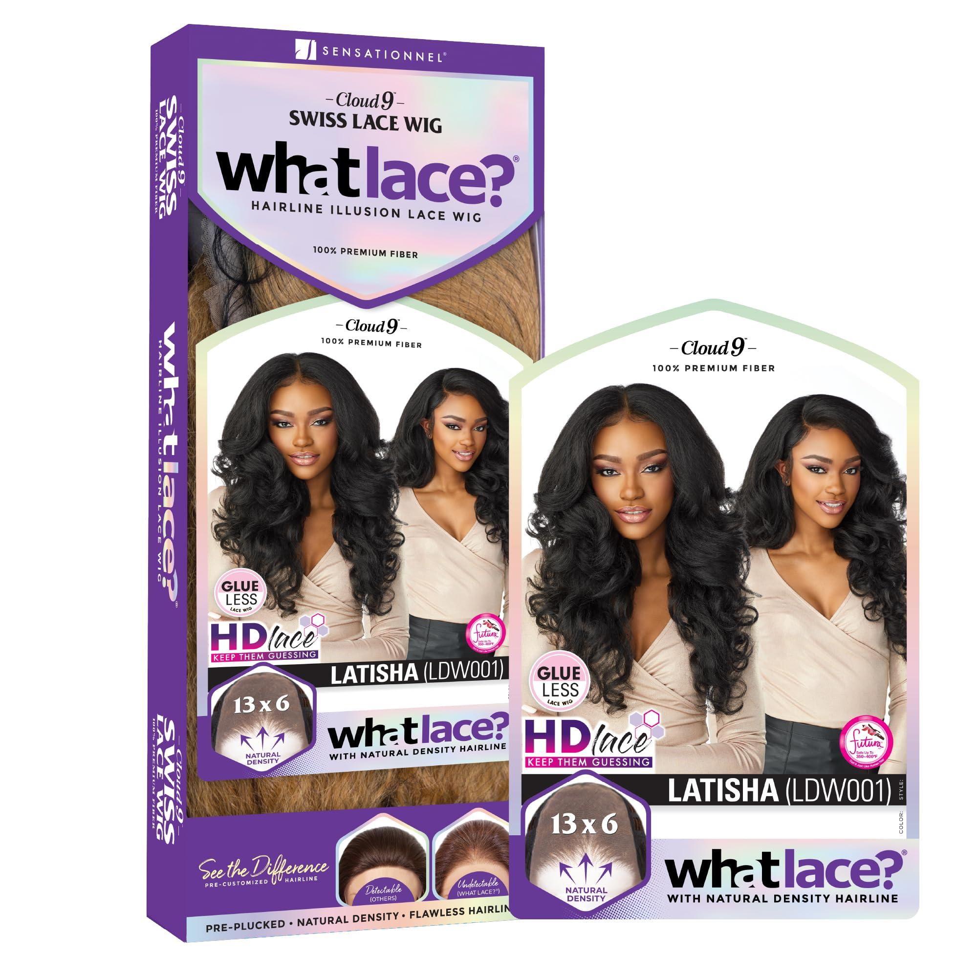 Sensationnel Sensationnel What lace 13x6 Wigs - latisha lacefrontal hand tied glueless synthetic with natural density preplucked hairline (Off Black 1B)