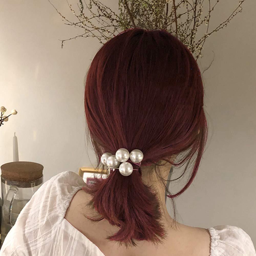 Etncy Life 2 Pcs Pearl Hair Tie Ponytail Holders Hair Accessories for Girl Women