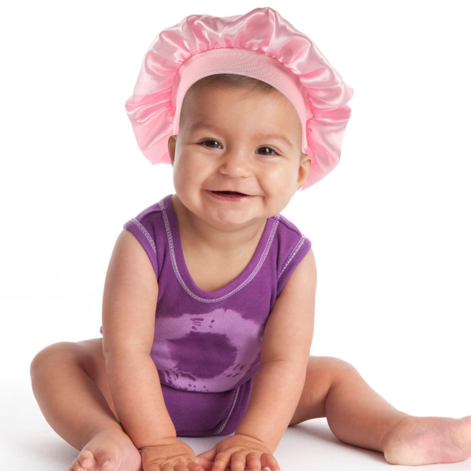 FOMIYES FOMIYES 3pcs Children\'s Shower Cap Baby Shower Hat Kids Sleep Cap Sleeping Hat Baby Hair Wrap Skull Cap Kids Bath Hats Satin Hair Bonnet Girl Bows Bowknot Bath Cap Elastic Fabric