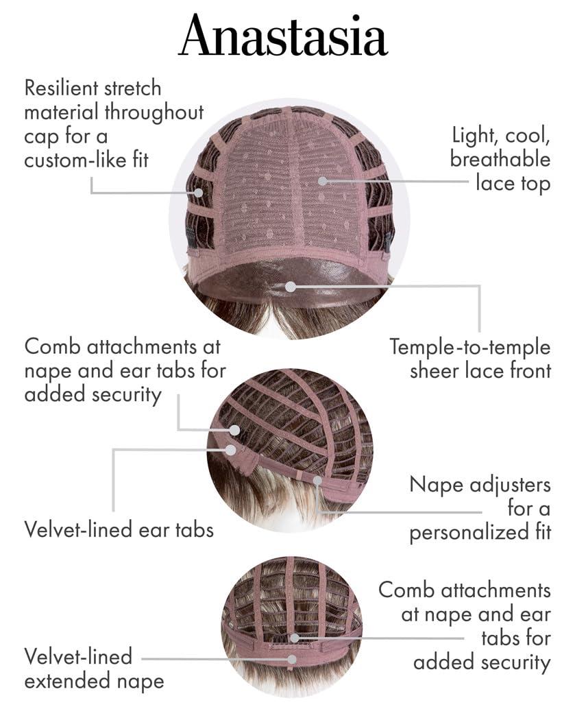 Kim Kimble Kim Kimble Anastasia Short Asymmetrical Cut With Side Swept Bangs Wig by Hairuwear, Average Cap, MC8/29SS Chocolate Toffee