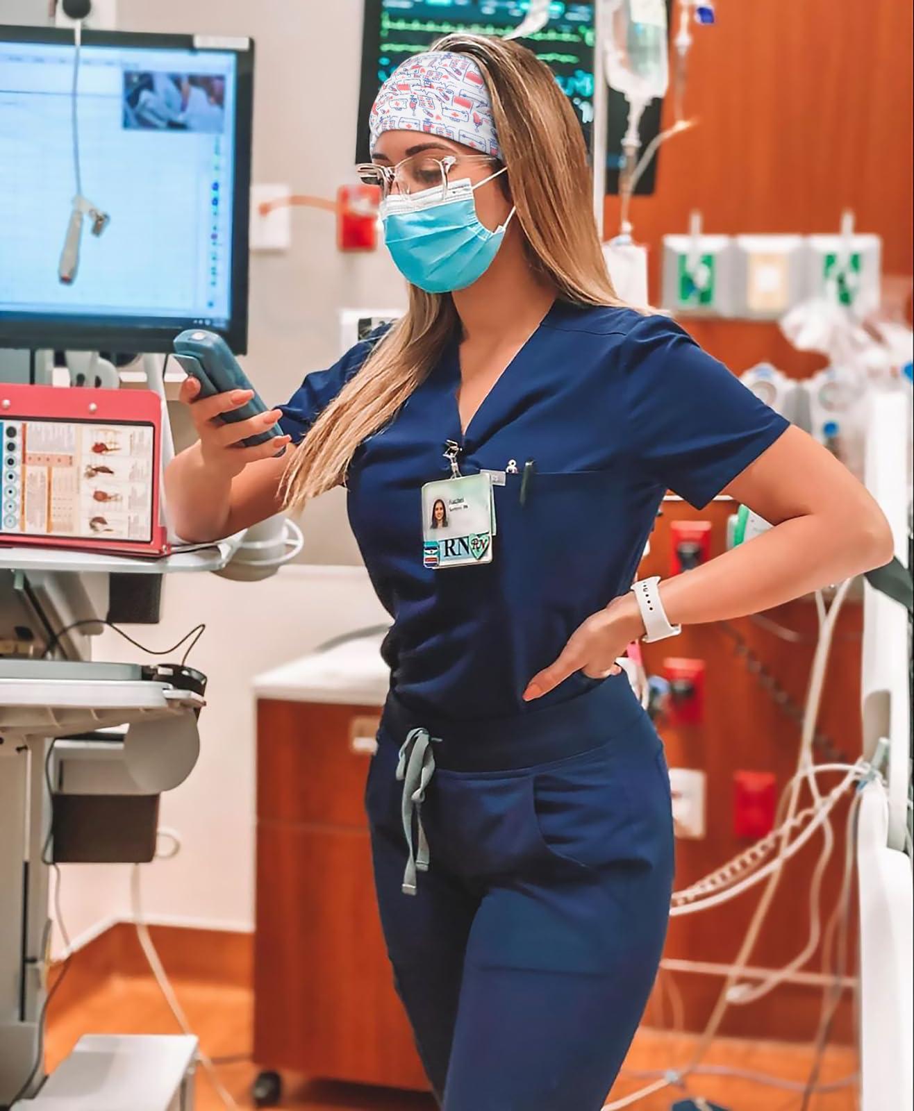 Tobeffect Tobeffect Extra Wide Turban Headbands for Women, 7\'\' Large Wide Headband for Nursing Cute Printed Nurse Head Bands Twisted Knotted Hairbands Non Slip Cloth Headbands for Women Hair Accessories 6 Pack