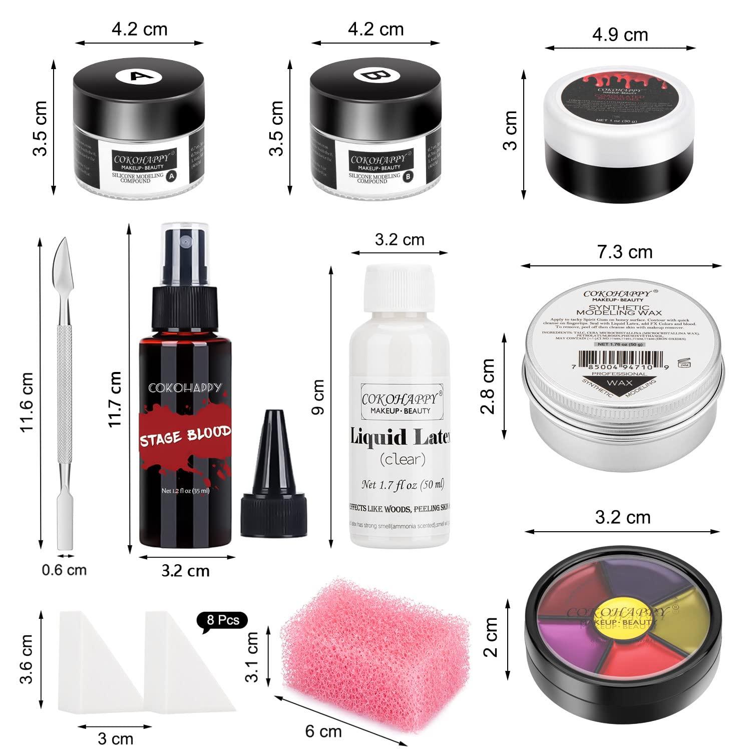 COKOHAPPY COKOHAPPY Halloween SFX Makeup Kit - 3 Ways Create Special Effect Stage THEATRICAL MAKEUP KIT for professional Body & Face Paint