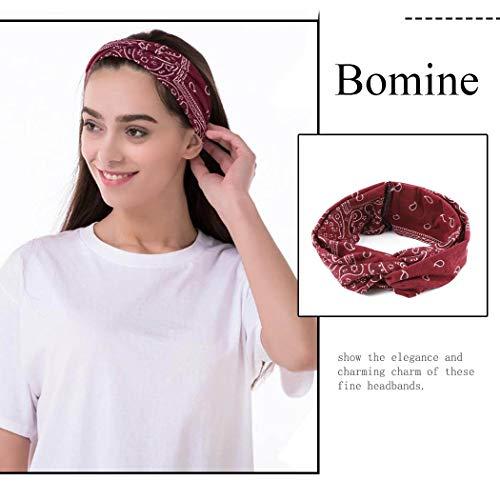 Bomine Bomine Boho Bandana Headbands Stretch Criss Cross Headband Fabric Turban Head Wraps for Women and Girls 3Pcs