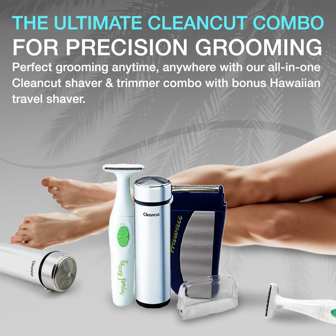 CLEANCUT Cleancut Personal Electric Shaver & Trimmer Combo - ES412 Foil Shaver, PS335 Body Trimmer for Men & Women, Rechargeable Cordless Shaver for Face, Pubic, Intimate Areas - Made in Japan