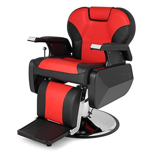 HopeHope Barber Chairs for Barbershop Barber Chairs Reclining Barber Chair Salon Chair for Salon Equipment Tattoo Chair Black,Beauty Chair Artist,Salon Chair Red and Black (110 x 72 x 95-110.5) cm (L x W x H)