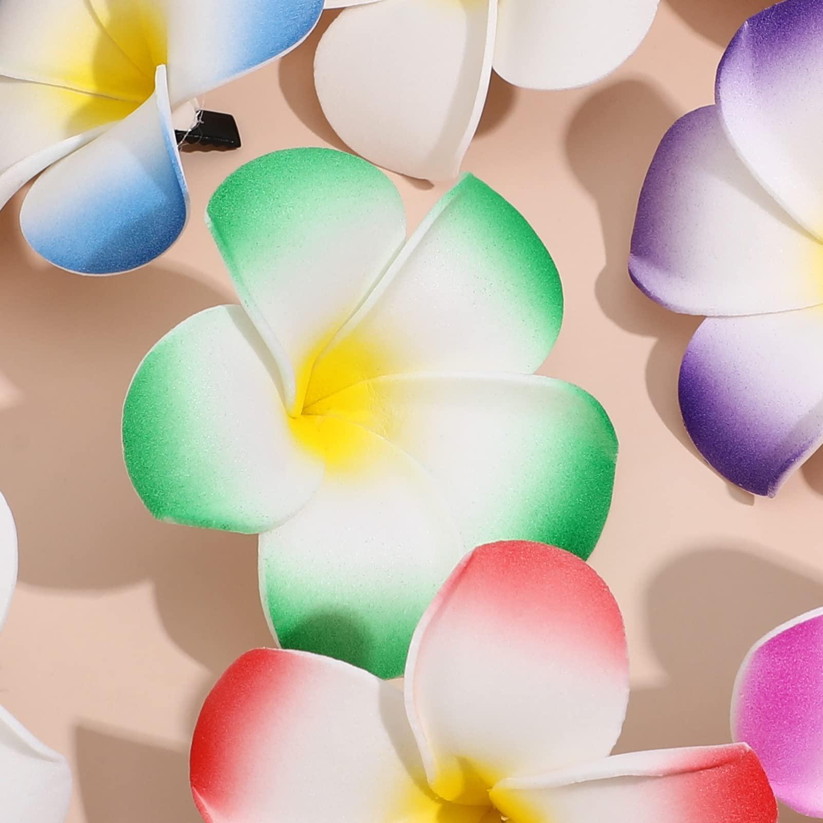 ABOOFAN 24 Pcs Frangipani Hair Clip Small Hair Clips for Women Hawaiian Plumeria Flower Hawaiian Flower Hair Barrettes Flower Hair Clips for Women Flower Clip The Flowers Eva Hairpin Miss