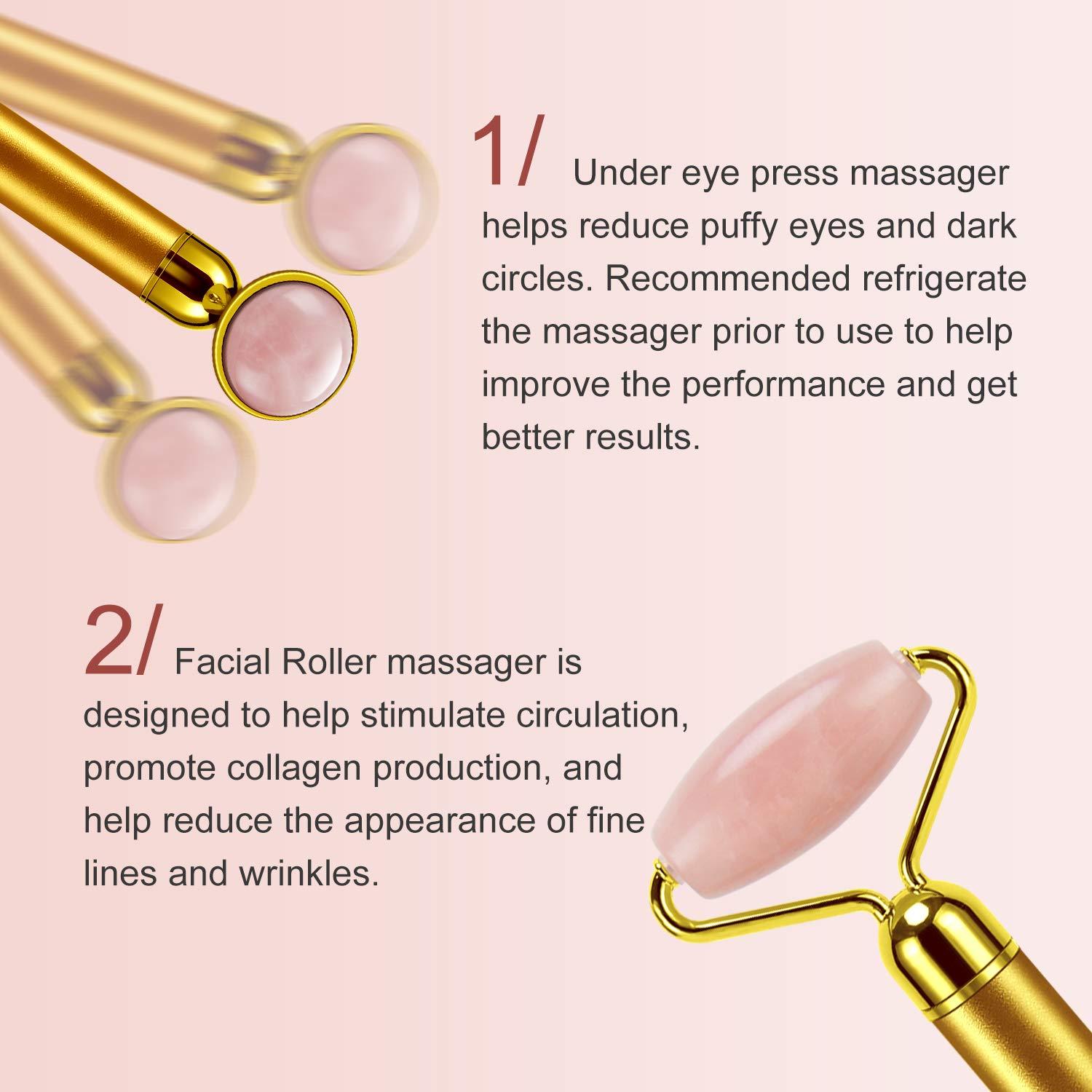 DANGSHAN DANGSHAN 2-in-1 Electric Jade Roller Massager Facial Roller & Face Massager, Rose Quartz