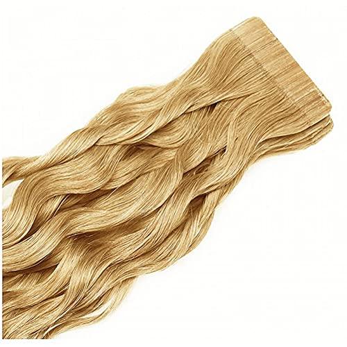 RemeeHi RemeeHi Tape in Hair Extensions Human Hair 60g/pack 20pcs 26 Inch Seamless Skin Weft Remy Wave Curly Hair with Brazilian Hair 10# Medium Golden brown