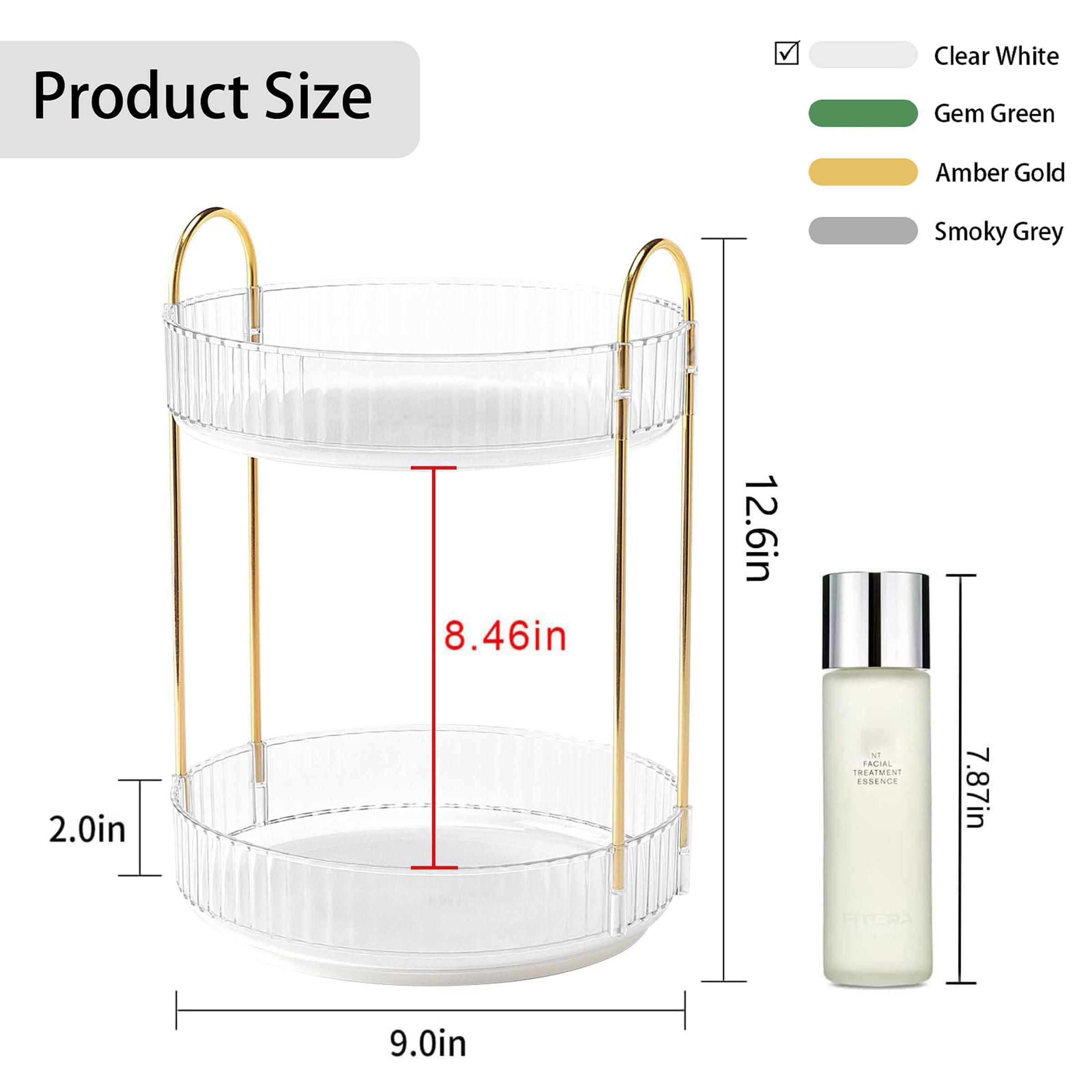 YCIA&DONE YCIA&DONE Rotating Makeup Organizer and Square Rotating Makeup Organizer Black 2 Tier