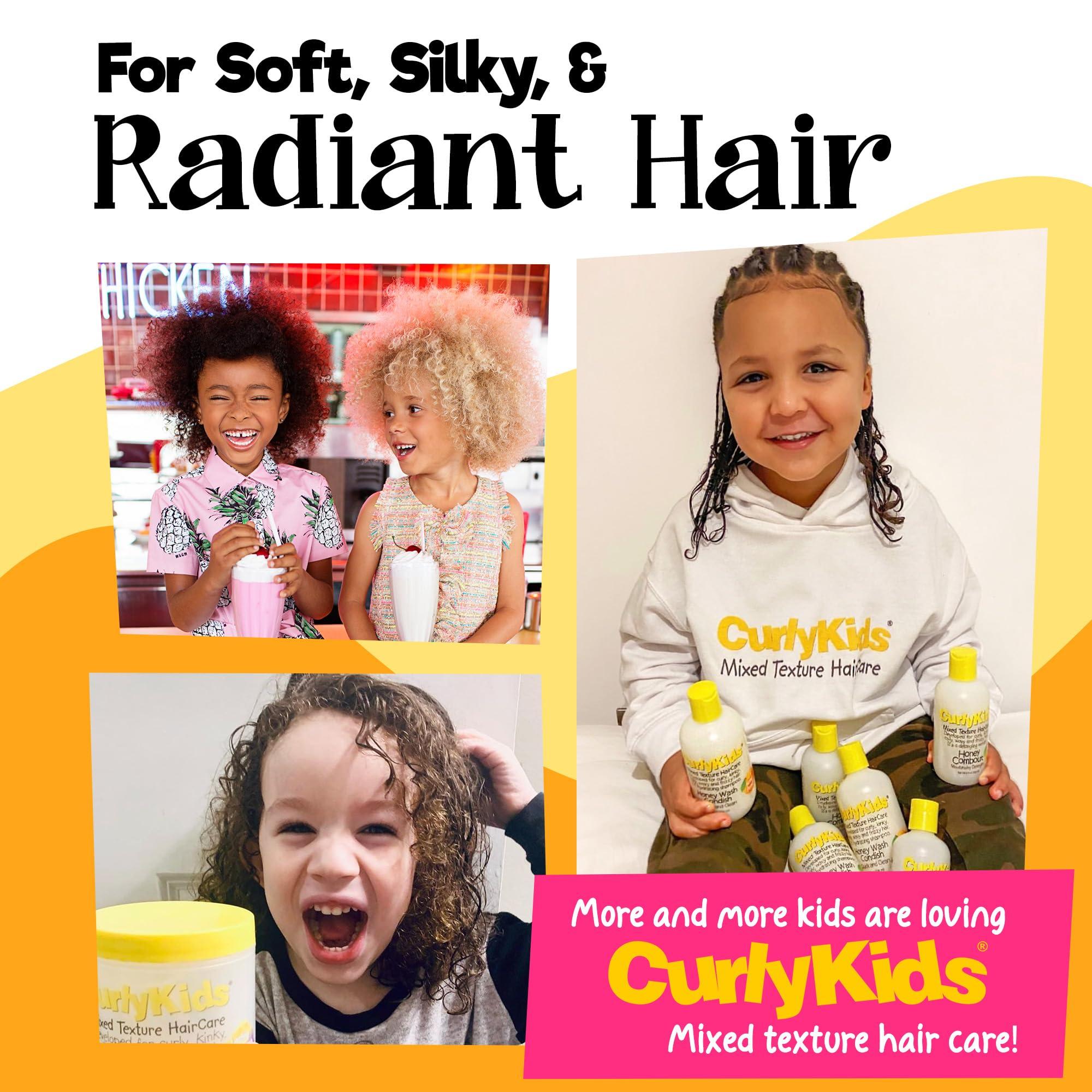 CurlyKids CurlyKids Honey Wash Condish 2-in-1 Hydrating Shampoo & Conditioner for Kids Sulfate-Free Kids Hair Care for Curly, Kinky, Coily & Wavy Hair Moisturizing & Detangling Curl Shampoo, 8oz (Pack of 3)