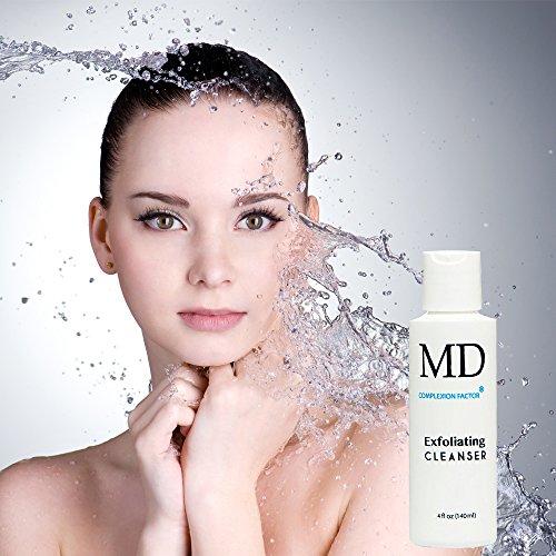 MD MD Complexion Factor Exfoliating Cleanser (4fl oz)-Exfoliating Facial Cleanser with Benzoyl Peroxide - Gentle Face Exfoliator & Cleanser for Deep Pore Cleansing & Removing Acne - Skin-friendly Formula