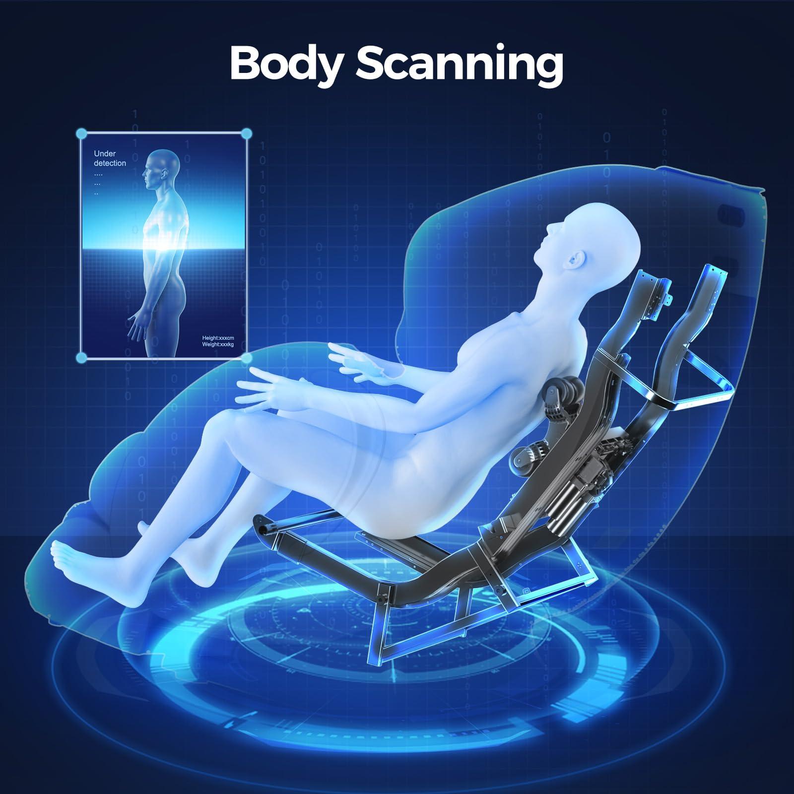 BOSSCARE BOSSCARE 3D Full Body Zero Gravity Massage Chair, 2025 APP Control Shiatsu Massaging Recliner, Back Heating, HiFi Bluetooth Message Chair
