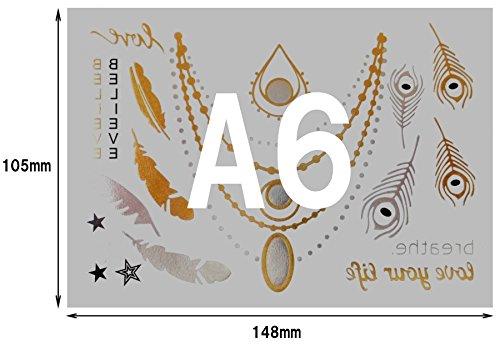 Akjo Akjo Group E Design 34-41 [No.34] Temporary Metallic/Gold Tattoo, Silver/Turquoise Green