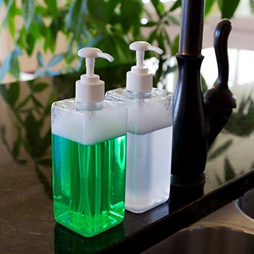 Youngever Youngever 5 Pack 16 Ounce Plastic Pump Bottles, Refillable Square Plastic Pump Bottles for Dispensing Lotions, Shampoos and More (Clear)