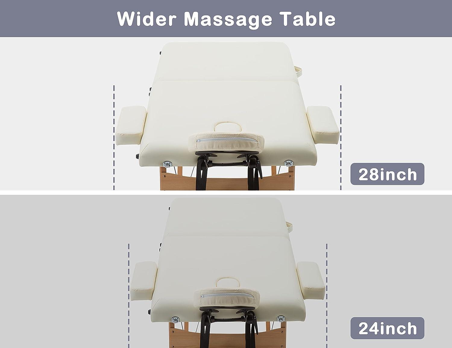 Capacmkseh 28 In Wide Massage Tables Portable Lash Bed 73 inch Tattoo Table, Height Adjustable Portable Spa Bed, 2 Folding Chiropractic Table w/Carry Case/Face Cradle/Hand Pallet for Travel Physical Therapist