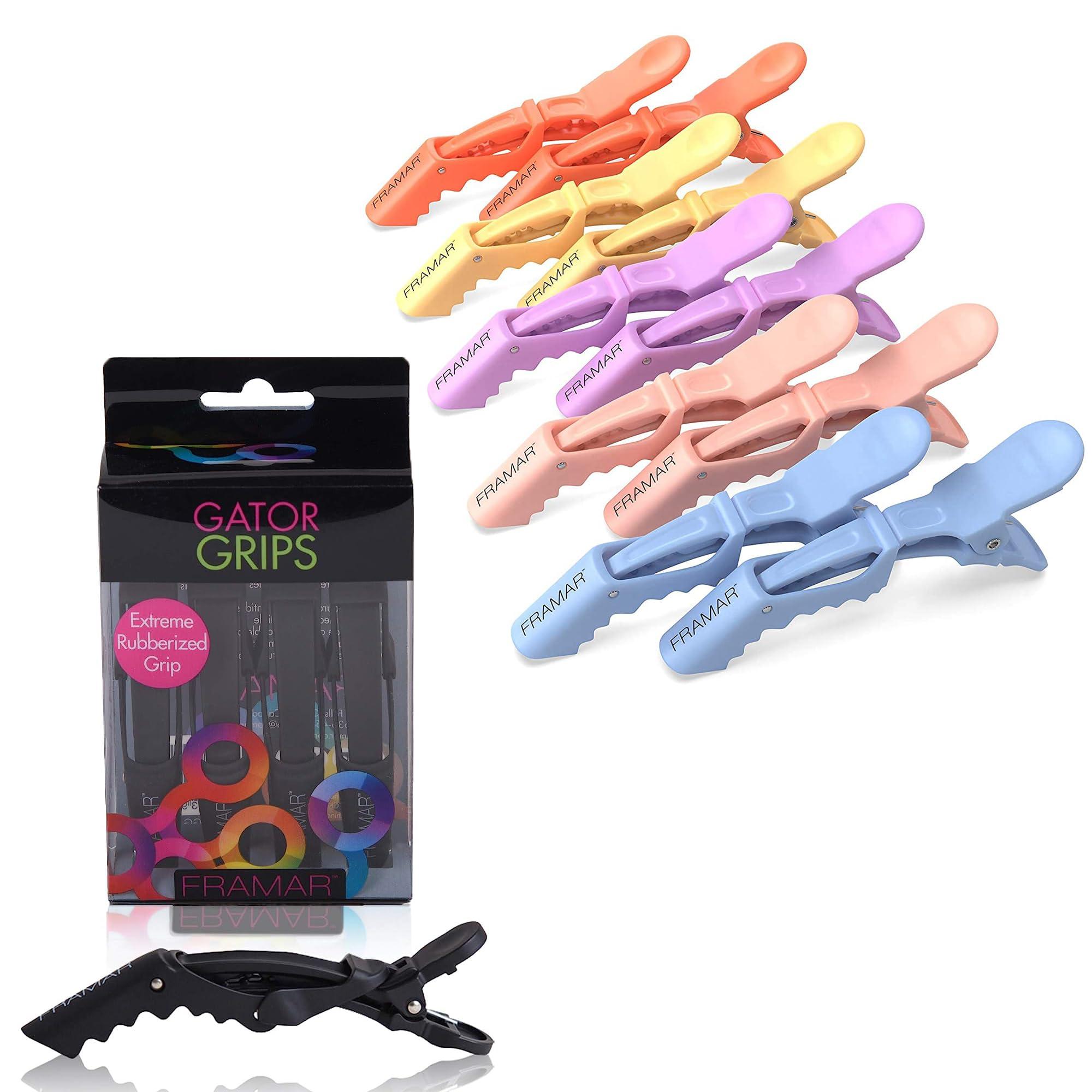 FRAMAR FRAMAR Pastel Alligator Hair Clips - Gator Grips Black Styling Hair Clips - Pack of 14