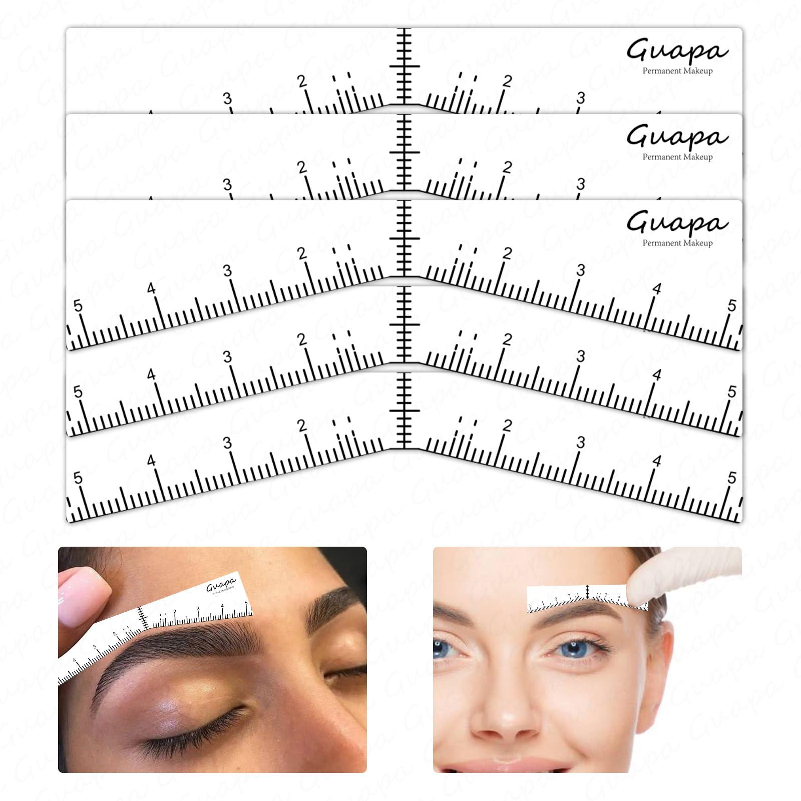Guapa Guapa Eyebrow Ruler Stencils Easy Mapping Shaping Sticker Stencil Microblading Measure Tool Brow Shape Design Positioning Stickers for Permanent Makeup (White Set -5PCS)