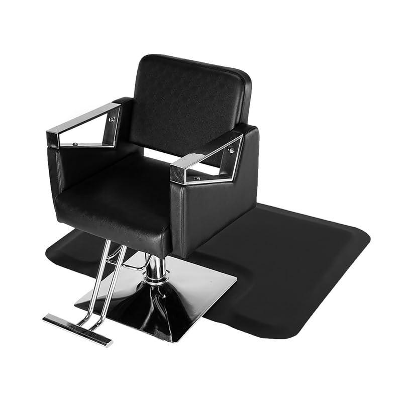 BIVVI 3\' x 4\' Salon Mats for Hair Stylist Anti Fatigue MatsBarber Floor Mat Cutting Chair Salon Chair Mat for Hairdresser Standing Beauty Salon Equipment 1/2\" Thick Black Office Comfort Floor Mat